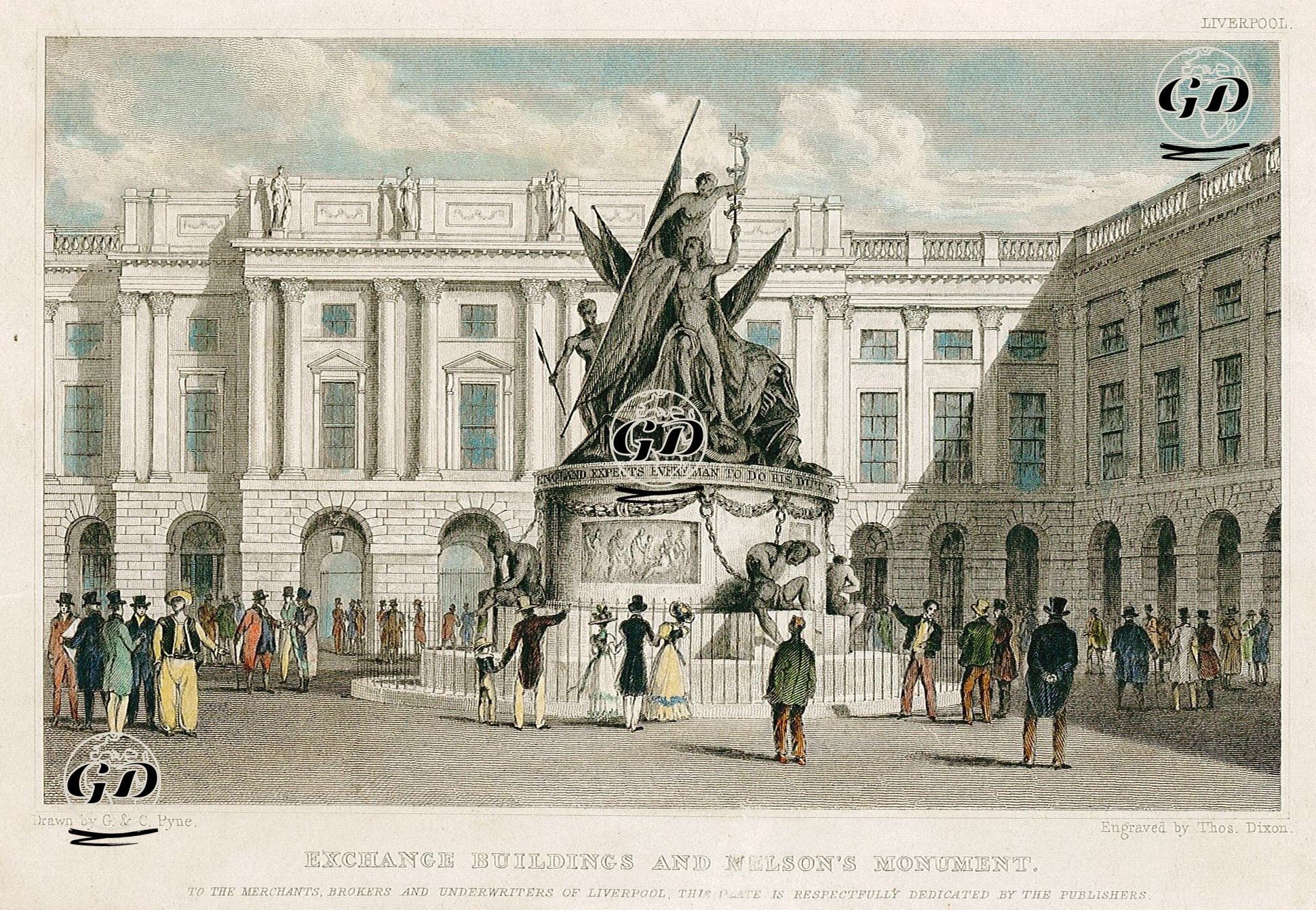 Borsa Binası Ve Nelson Anıtı - George Pyne (1800-1884)-C.Pyne - 1829