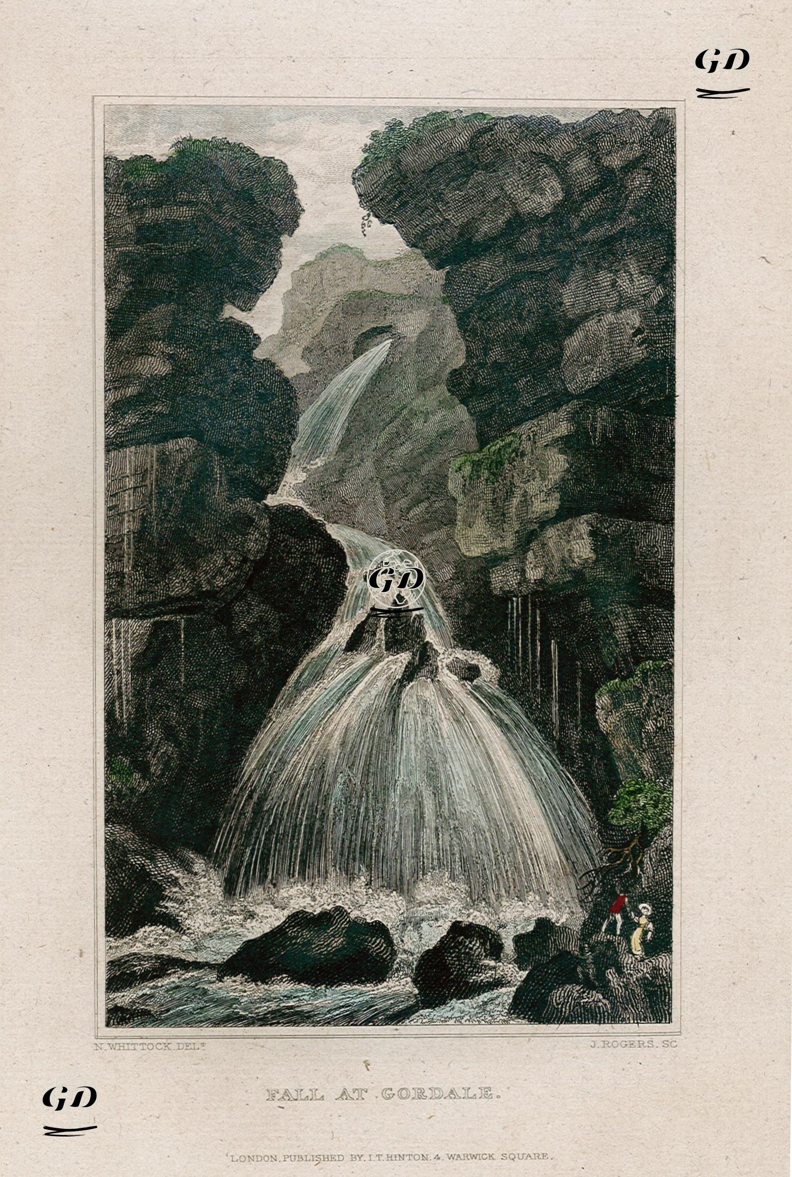 Gordale Şelalesi - Nathaniel Whittock (1791-1860) - 1829