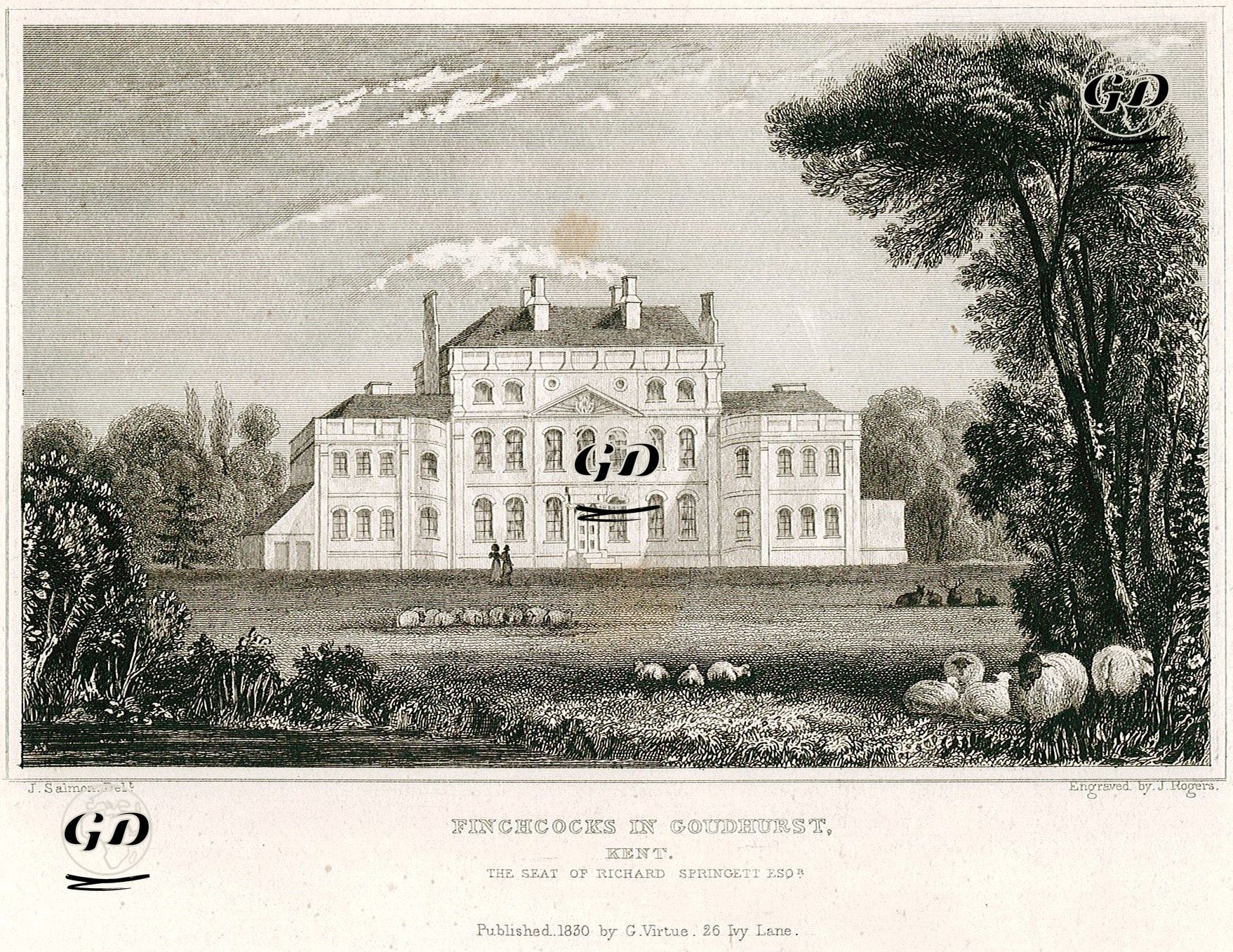 Richard Springett'in Evi Finchcocks Malikhanesi, Goudhurst, Kent - John Francis Salmon (1808-1886) - 1830