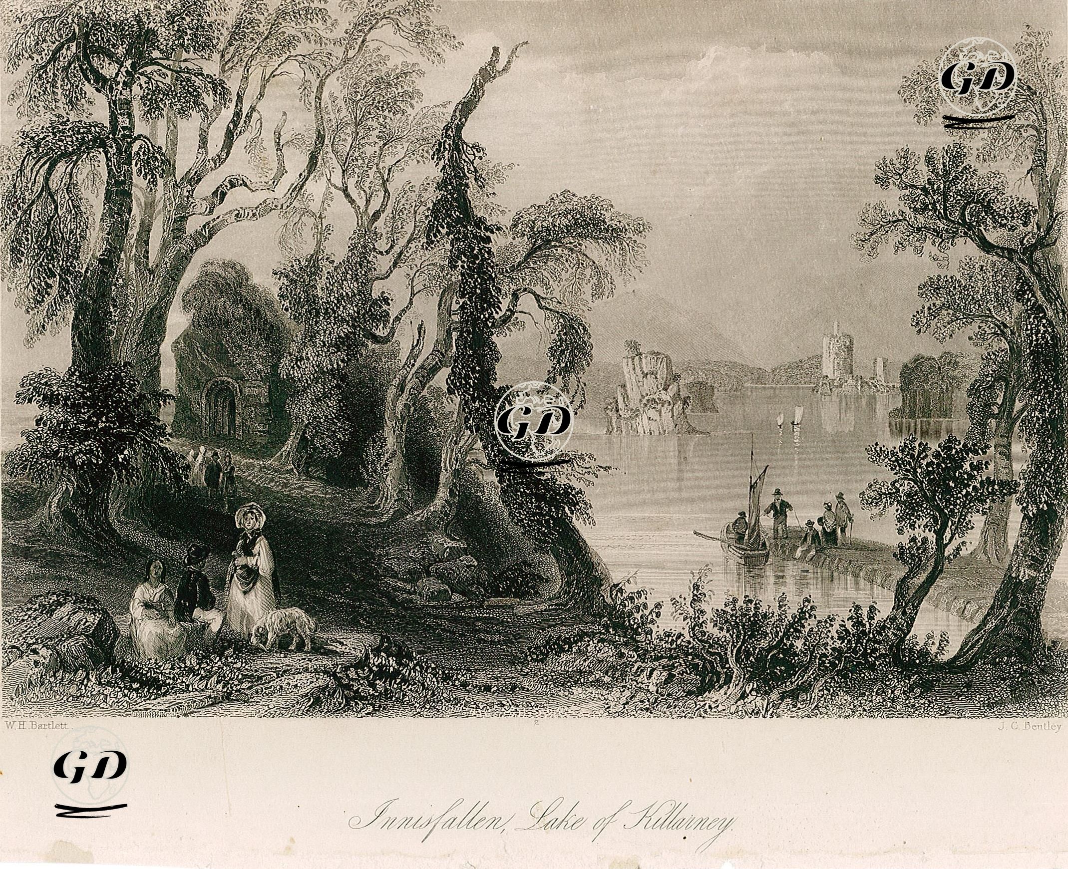 innisfallen Adası Ve Killarney Gölü - William Henry Bartlett (1809-1854) - 1842