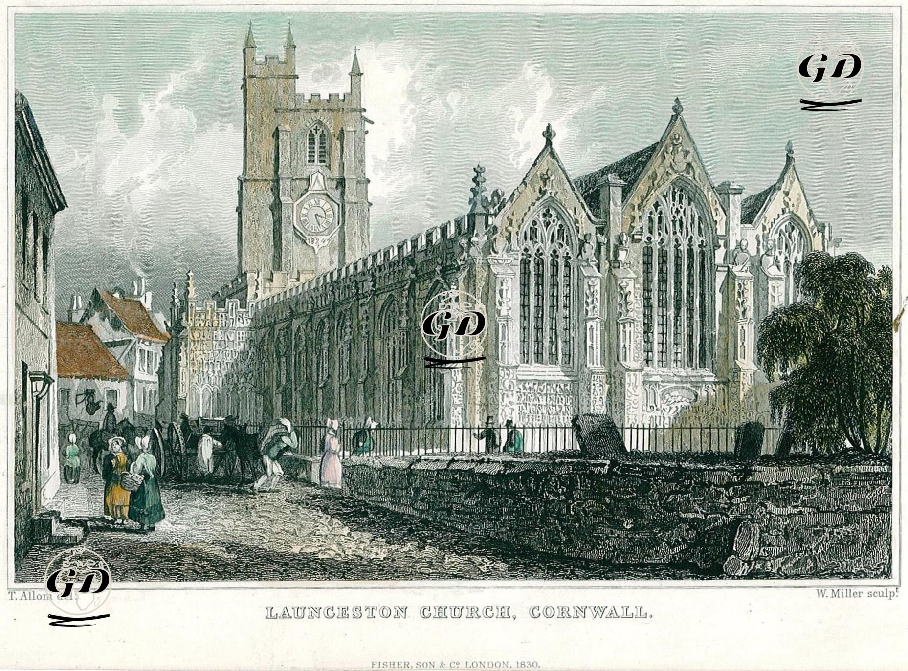 St.Mary Magdalene Kilisesi, Launceston, Cornwall - Thomas Allom (1804-1872) - 1830