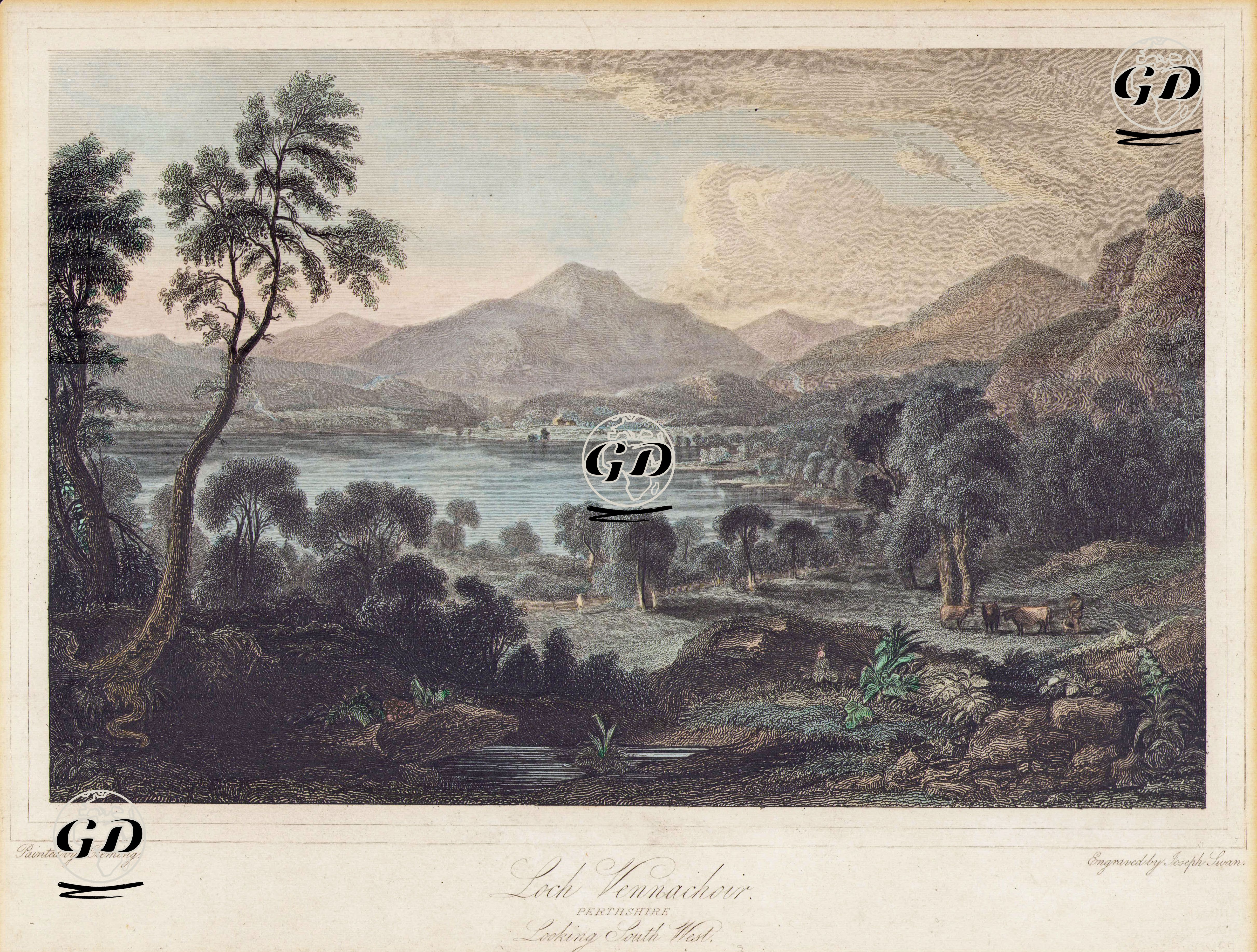 Loch Vennachoir, Perthshire, Looking South West - John Fleming (1792-1845) - 1848