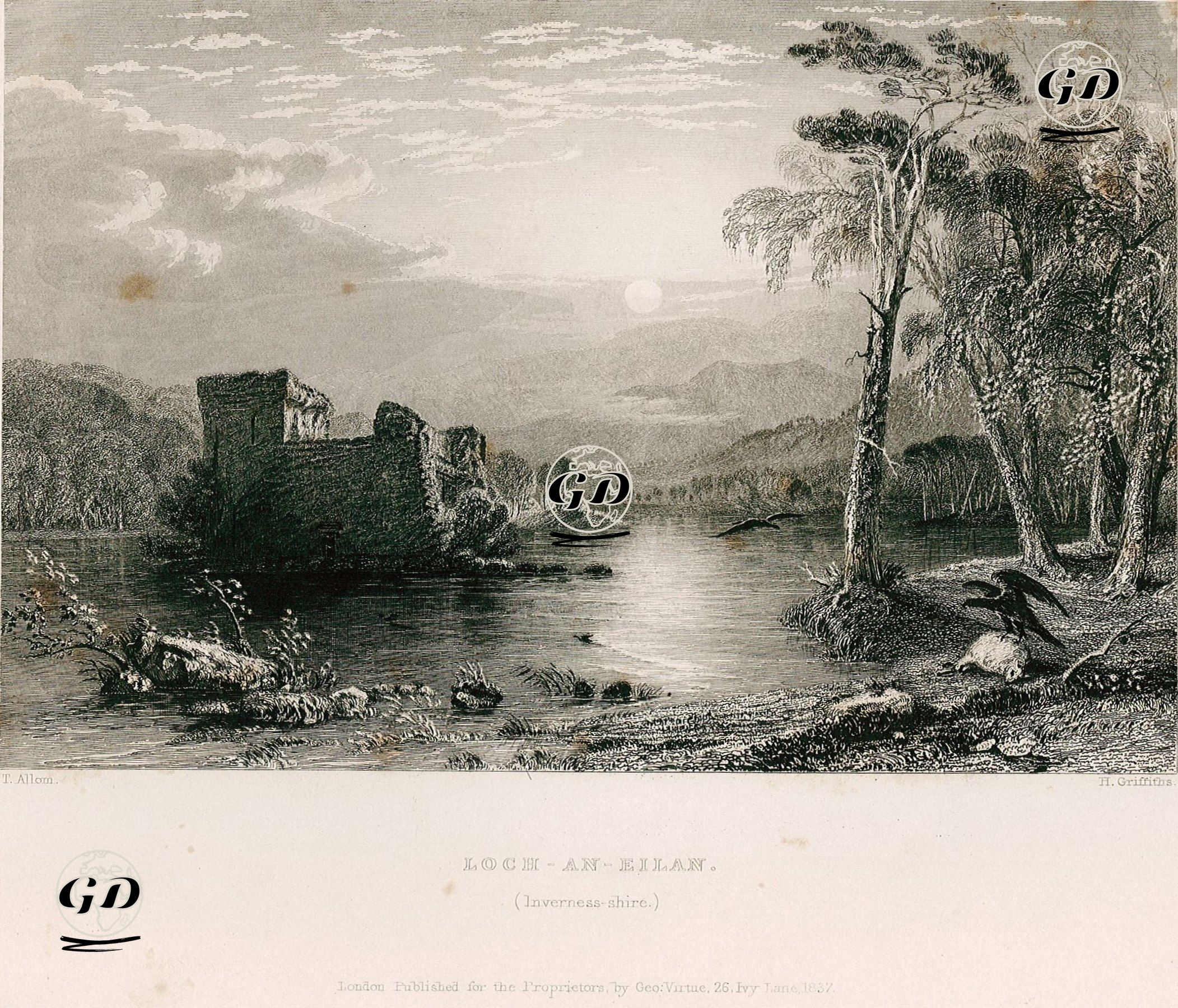 An Eilein Gölü Ve Kalesi, İnverness Shire - Thomas Allom (1804-1872) - 1837