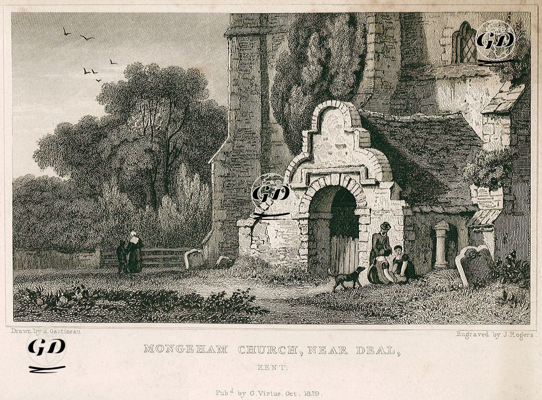 Mongeham Kilisesi, Kent - Henry Gastineau (1791-1876) - 1829