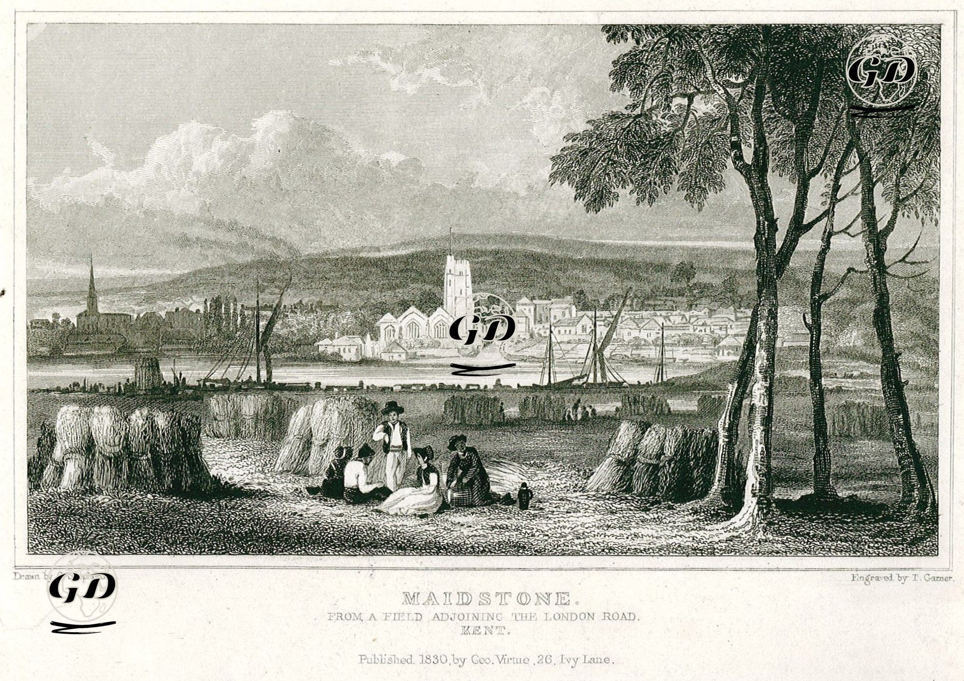 Londra Yolunun Yanındaki Tarladan Maidstone, Kent - George Sidney Shepherd (1784-1862) - 1830
