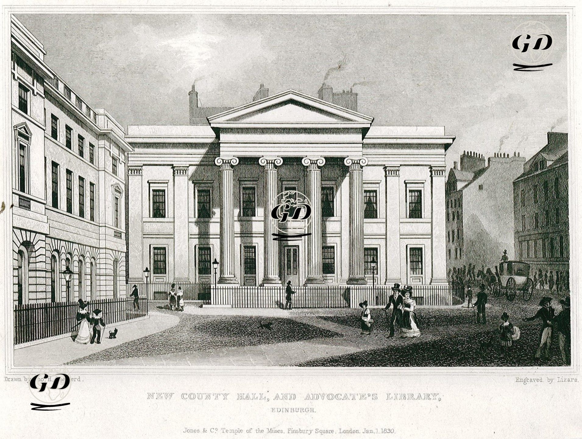 Yeni Belediye Meclis Binası Ve Advocate Kütüphanesi, Edinburgh - Thomas Hosmer Shepherd (1792-1864) - 1830