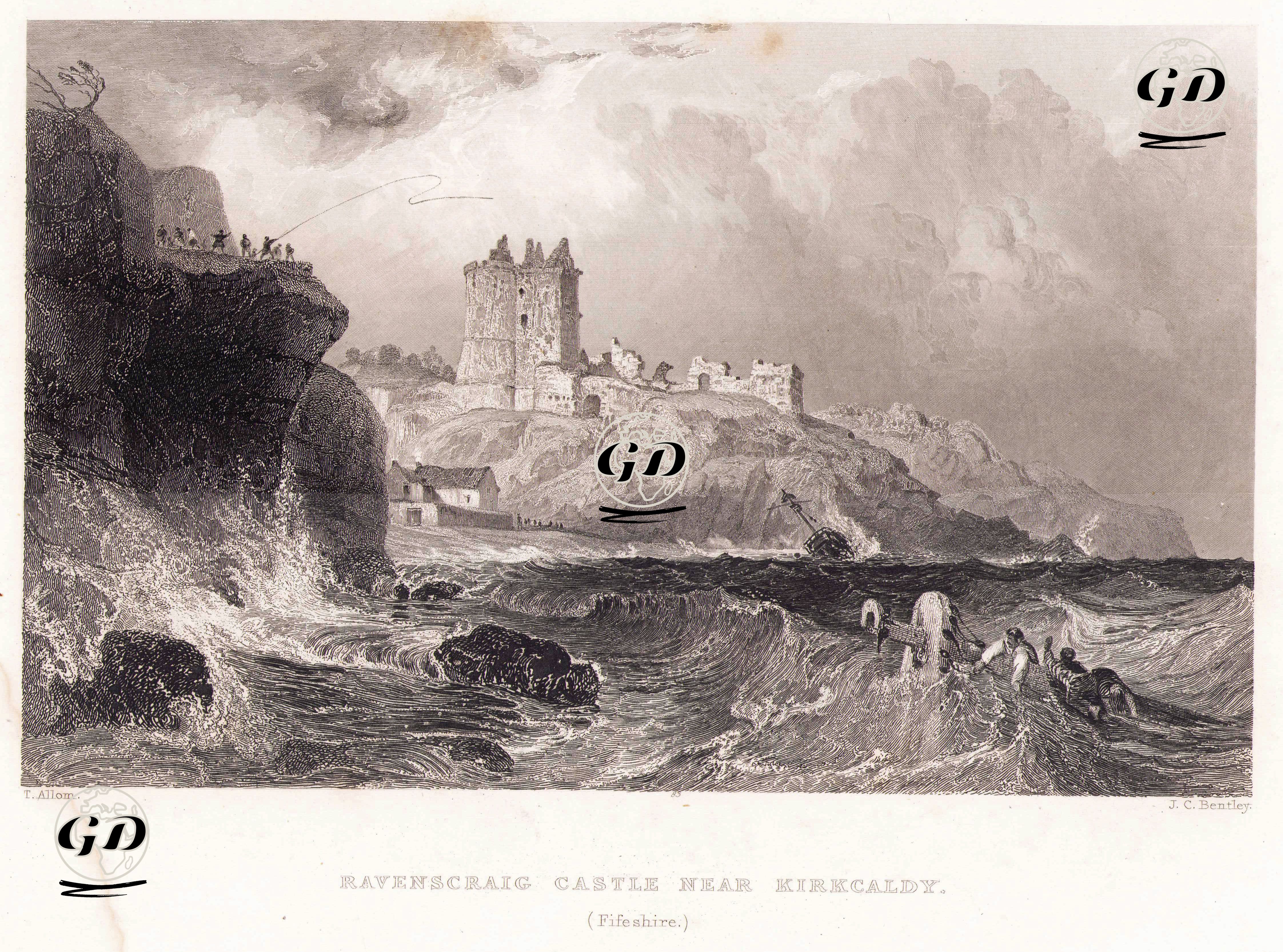 Ravenscraig Castle Near Kirkcaldy, Fifeshire - Thomas Allom (1804-1872) - 1837