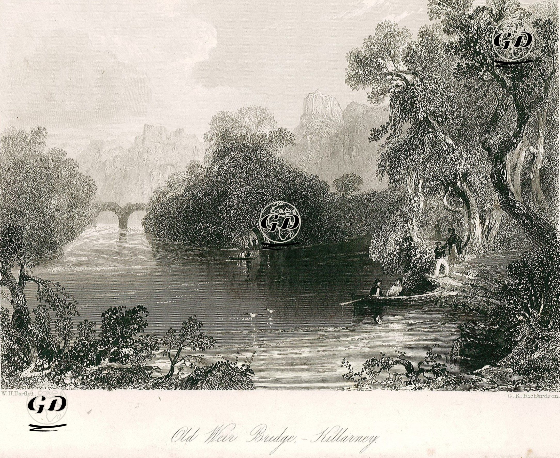 Old Weir Köprüsü, Killarney - William Henry Bartlett (1809-1854) - 1842