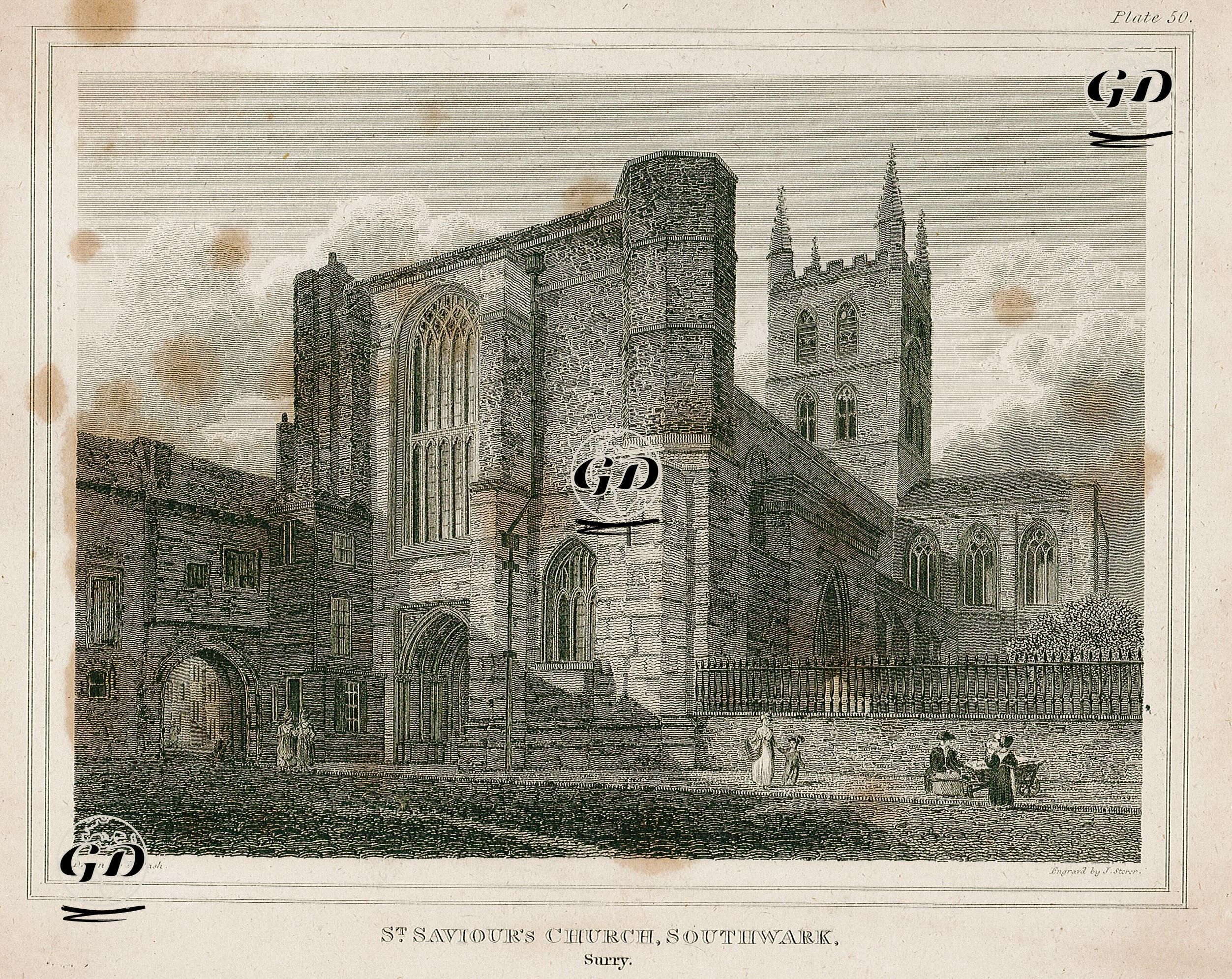 St.Saviour Kilisesi, Southwark, Surry, Plate 50 - Frederick Nash (1782-1856) - 1814