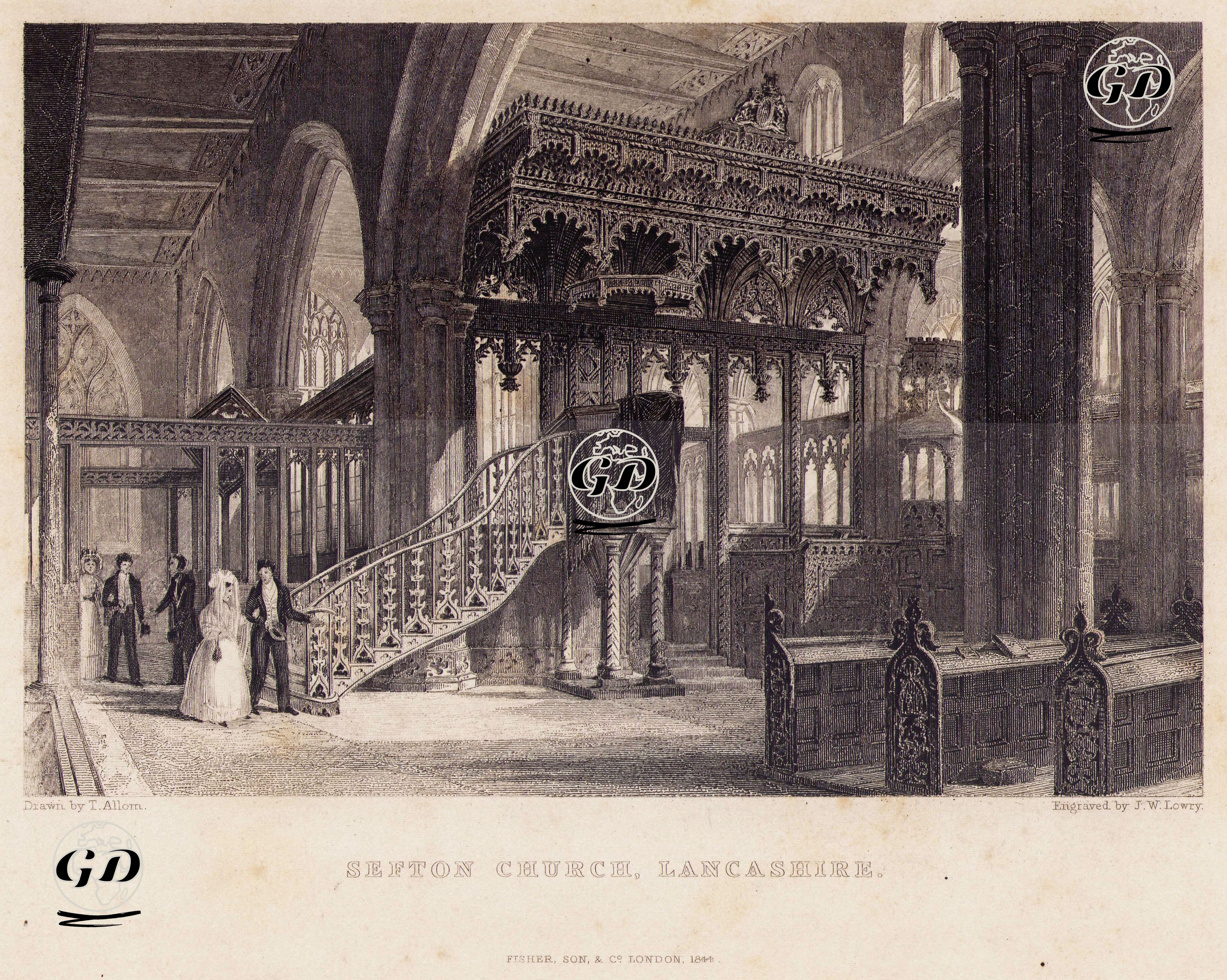 St.Helen Kilisesi, Sefton - Thomas Allom (1804-1872) - 1844