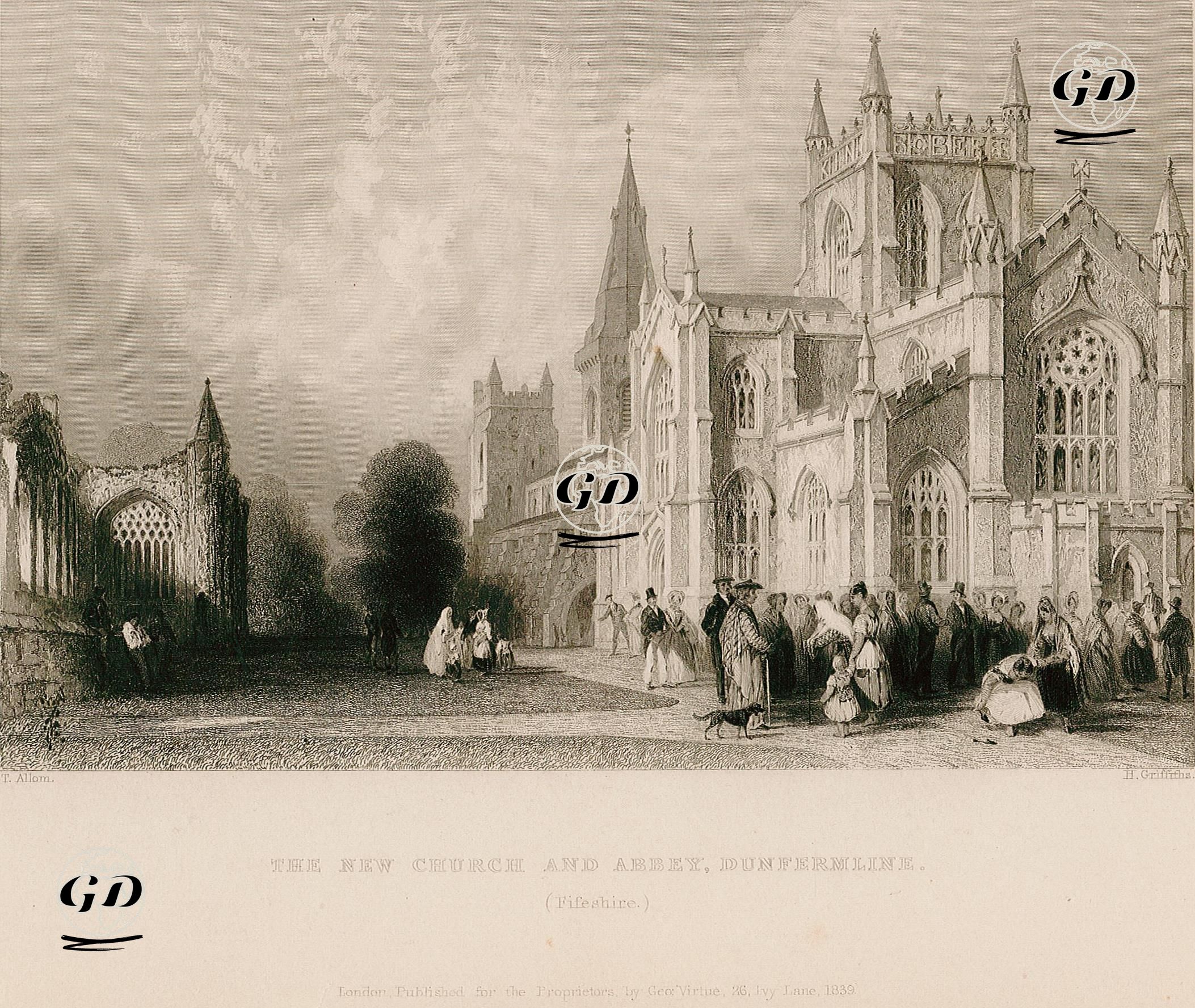 The New Church And Abbey Dunfermline, Fifeshire - Thomas Allom (1804-1872) - 1839