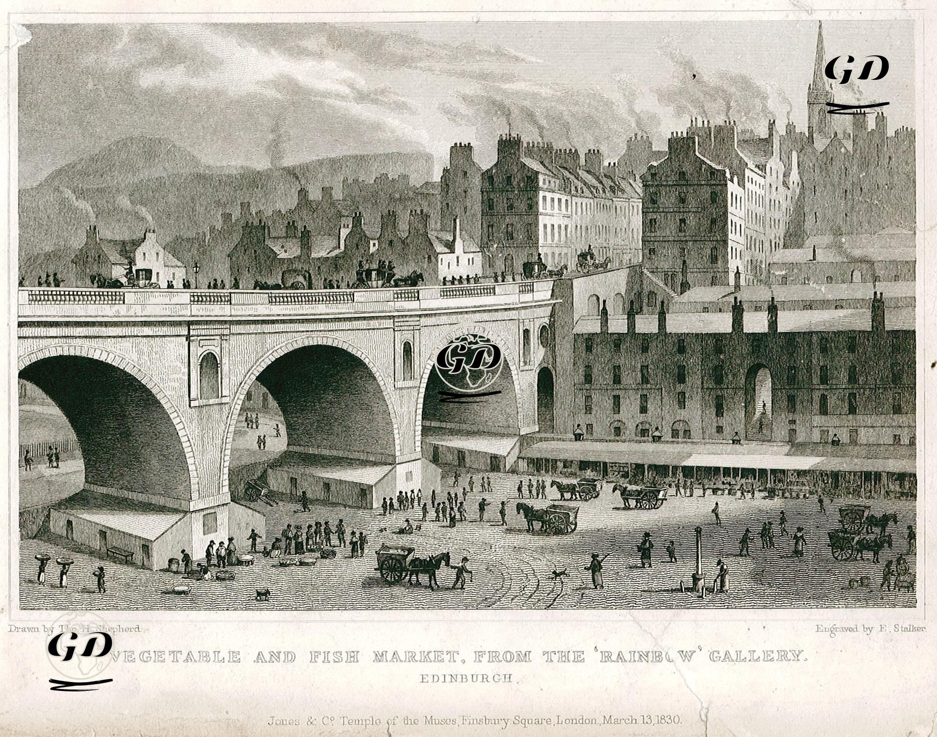 Vegetable And Fish Market, From The Rainbow Gallery, Edinburgh - Thomas Hosmer Shepherd (1792-1864) - 1830