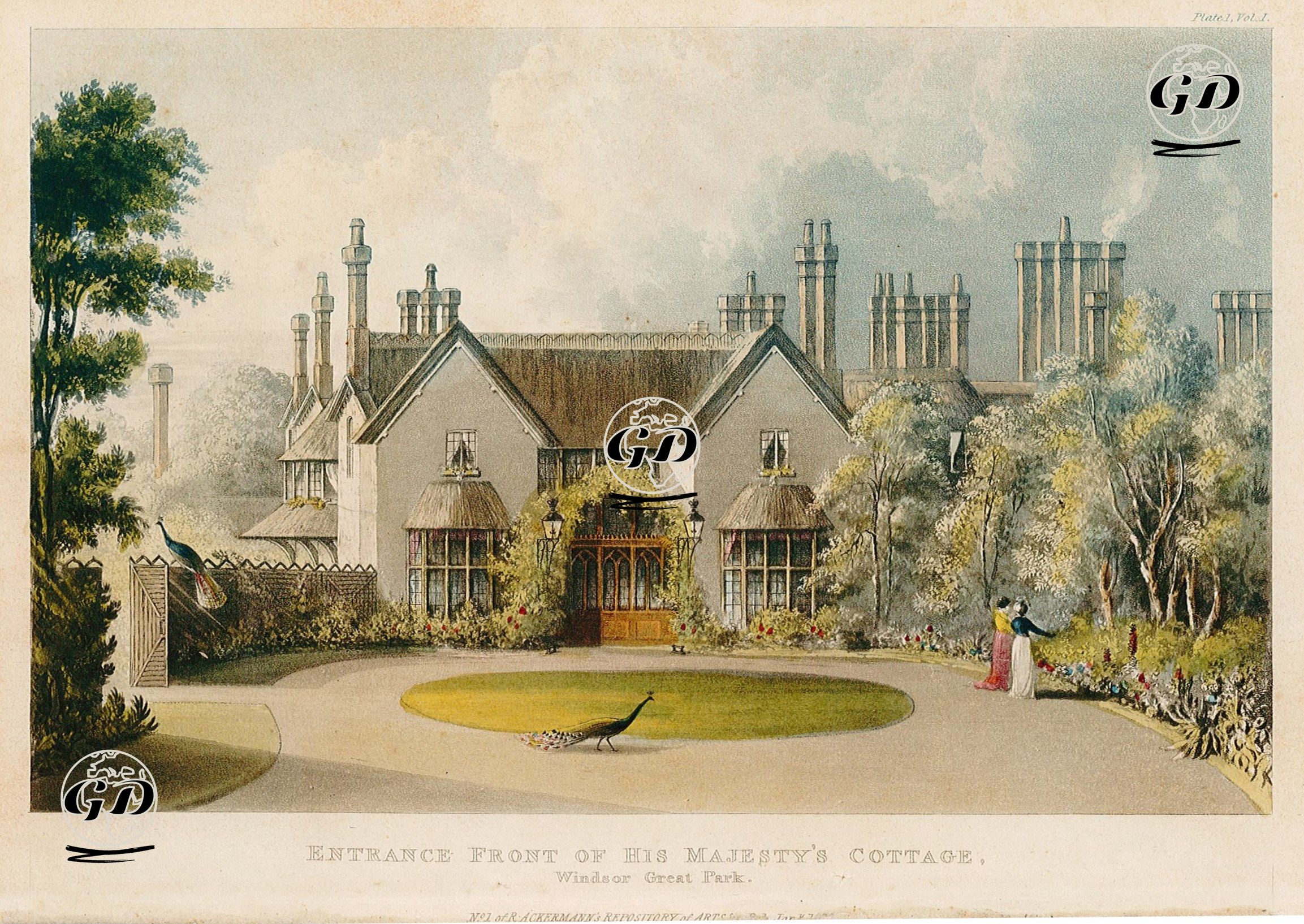 Windsor Parkındaki Kral IV.George'nin Kraliyet Kır Evinin Ön Girişi -  - 1823
