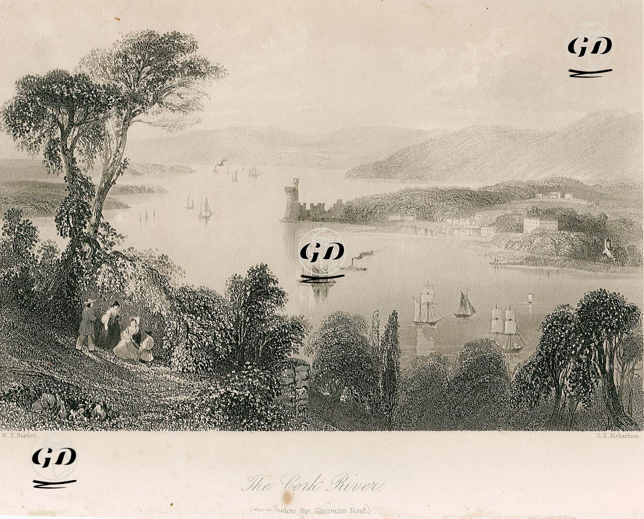 Lee Nehri Ve Blackrock Kalesi, Cork - William Henry Bartlett (1809-1854) - 1842