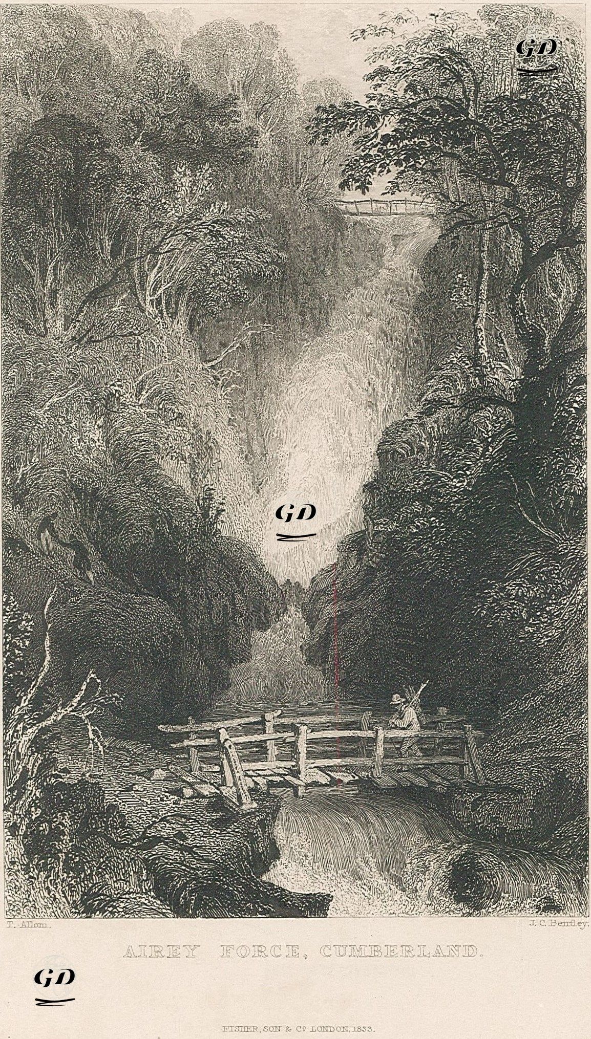 Airey Force Şelalesi, Cumberland - Thomas Allom (1804-1872) - 1833