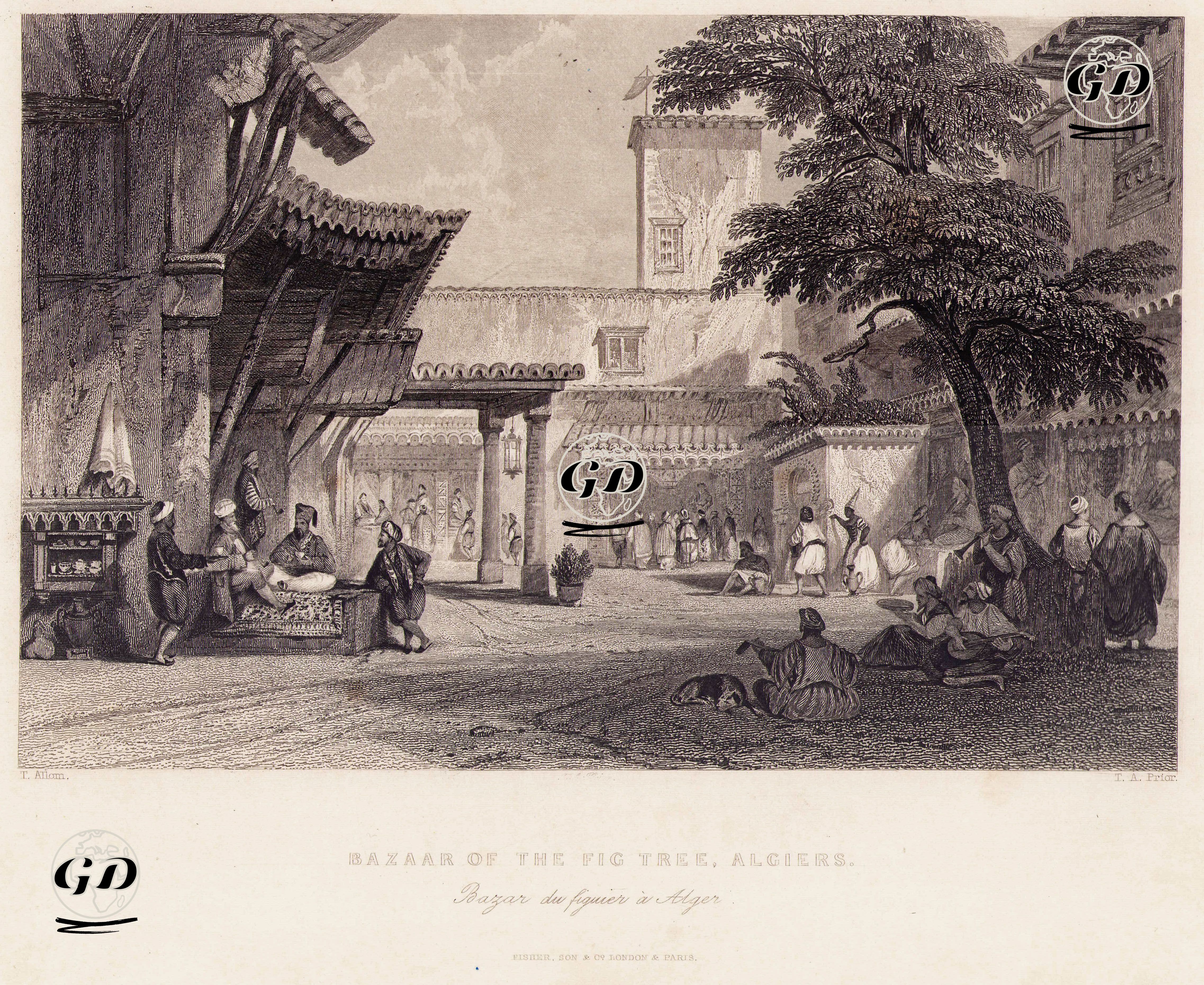 The Bazaar Of The Fig Tree, Algiers-Bazar Du Figuier A Alger  - Thomas Allom (1804-1872) - 1838-1839