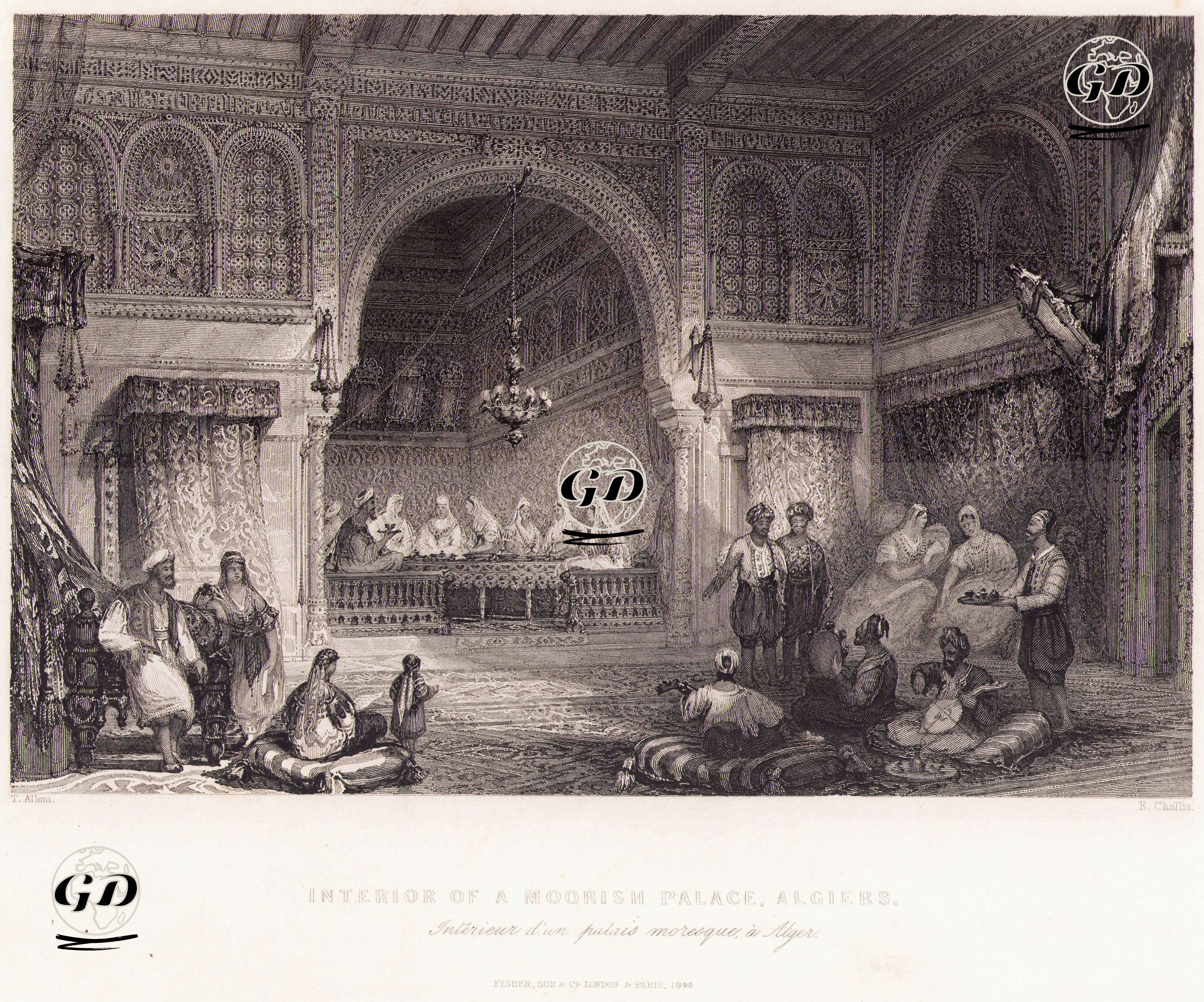 Cezayir Şehrinde Bir Fas Sarayının İçi - Thomas Allom (1804-1872) - 1846