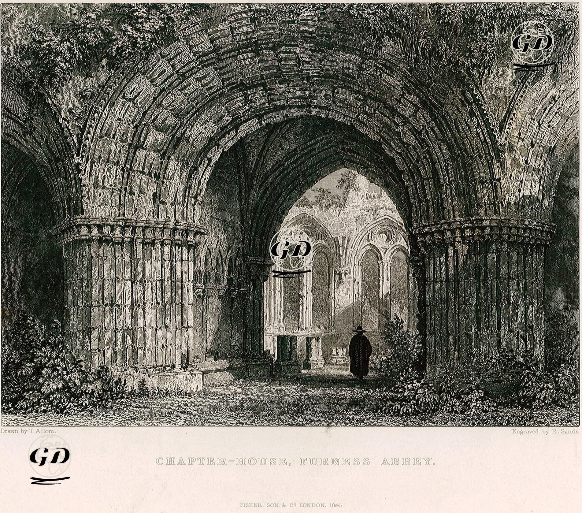 Furness Manastırında Din Adamlarının Toplantı Odası - Thomas Allom (1804-1872) - 1845