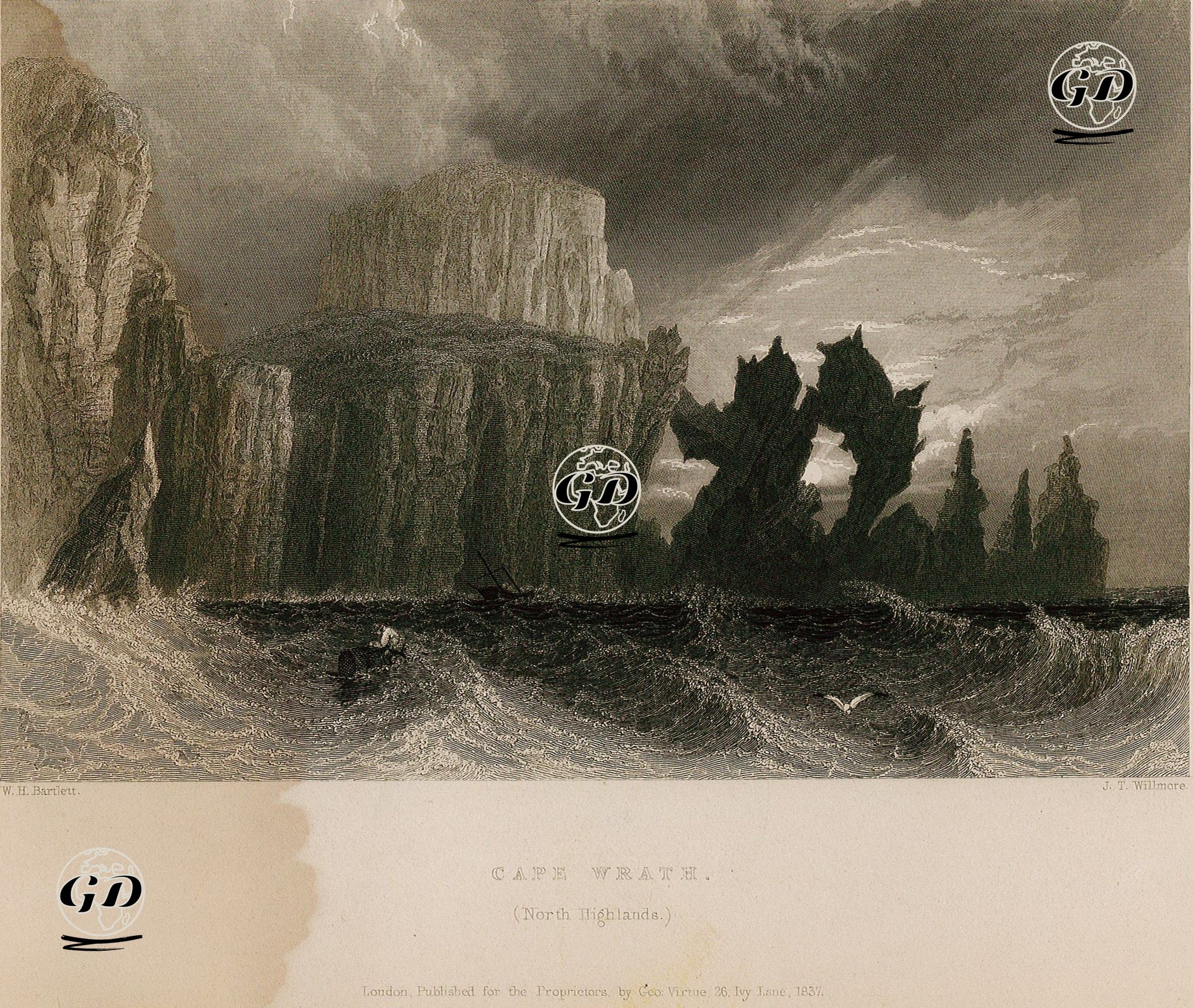Cape Wrath, İskoçya Yaylaları - William Henry Bartlett (1809-1854) - 1837