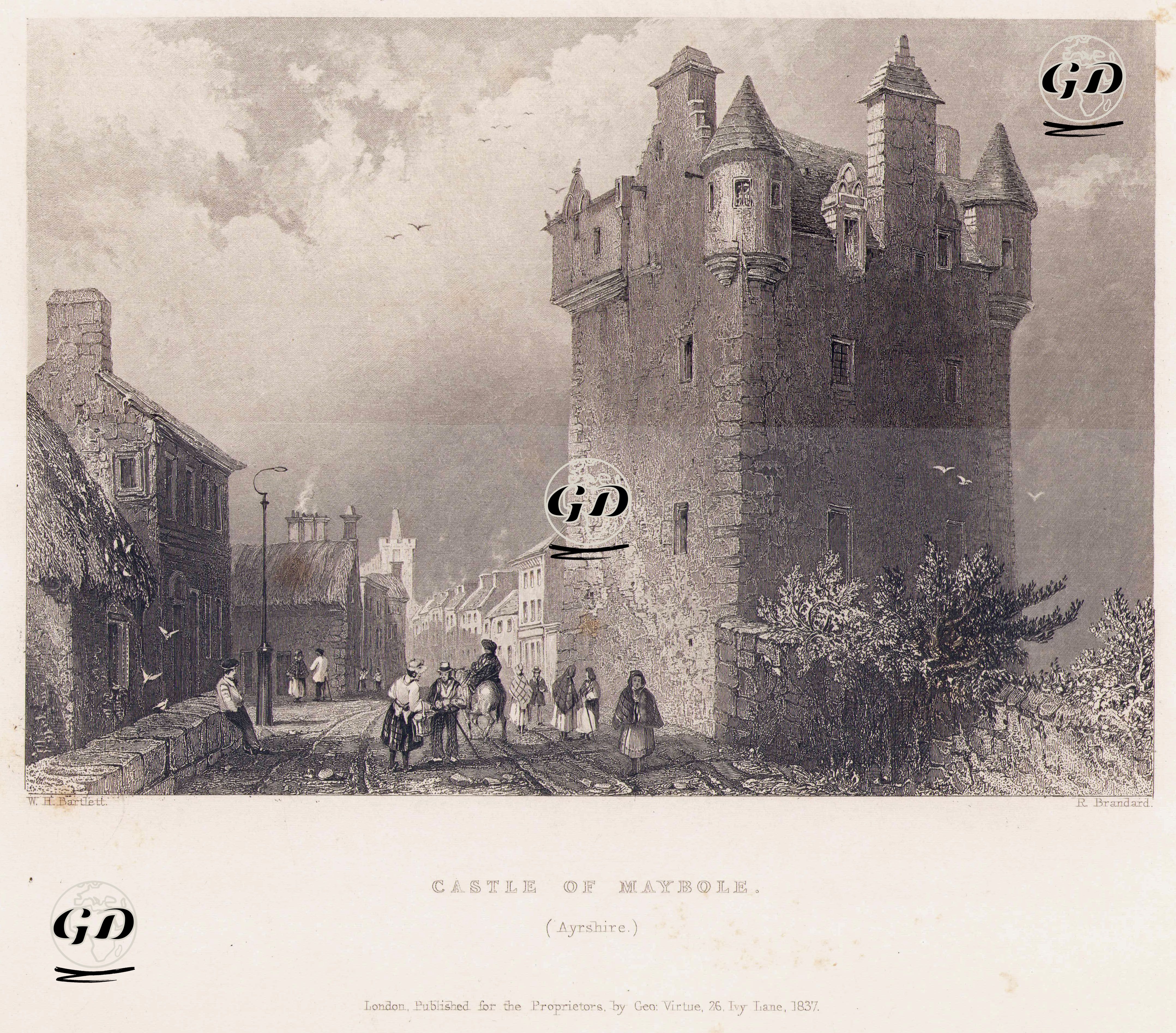 Castle of Maybole, Ayrshire - William Henry Bartlett (1809-1854) - 1837