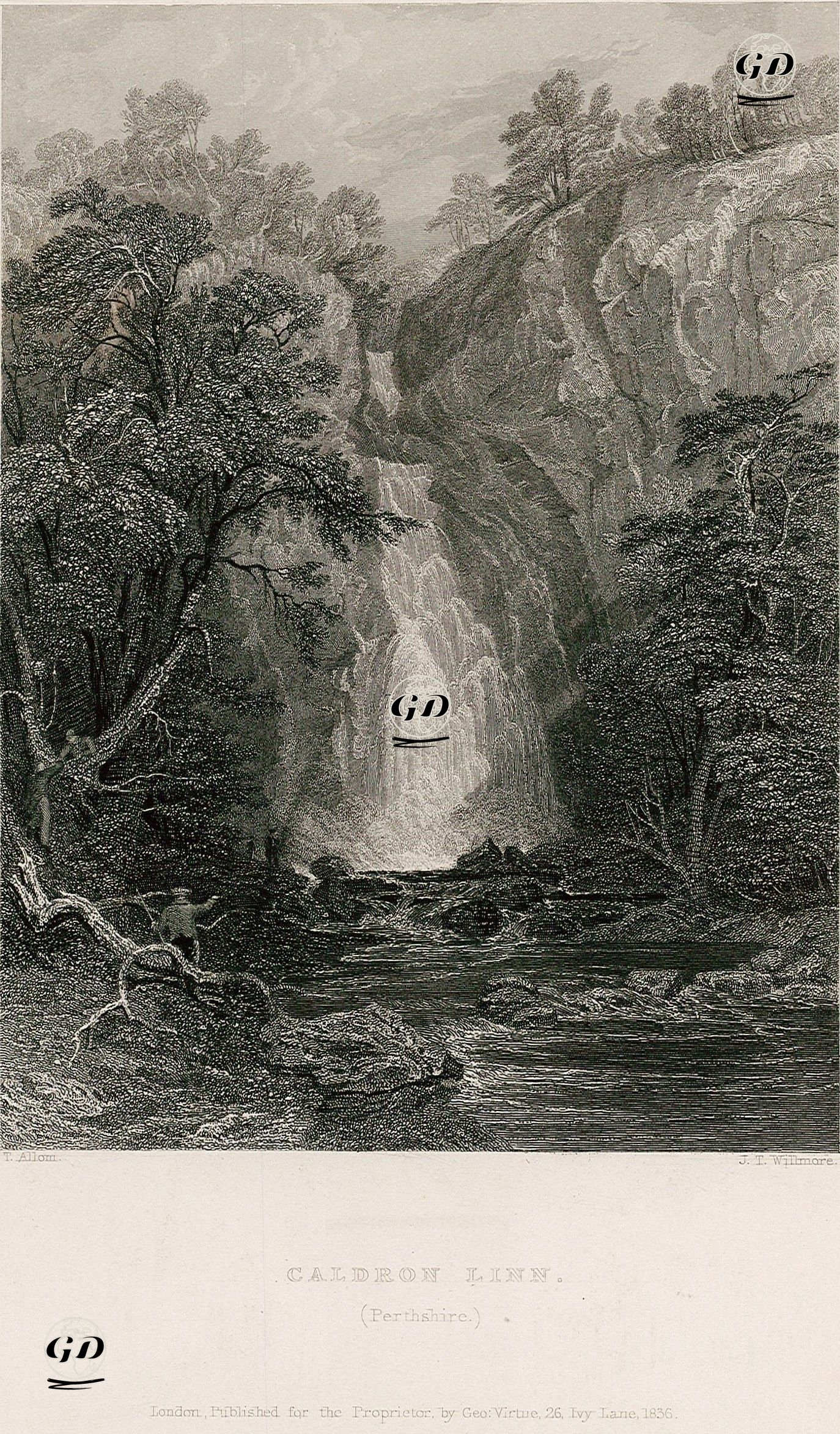 Caldron Linn Şelalesi, Perthshire - Thomas Allom (1804-1872) - 1836