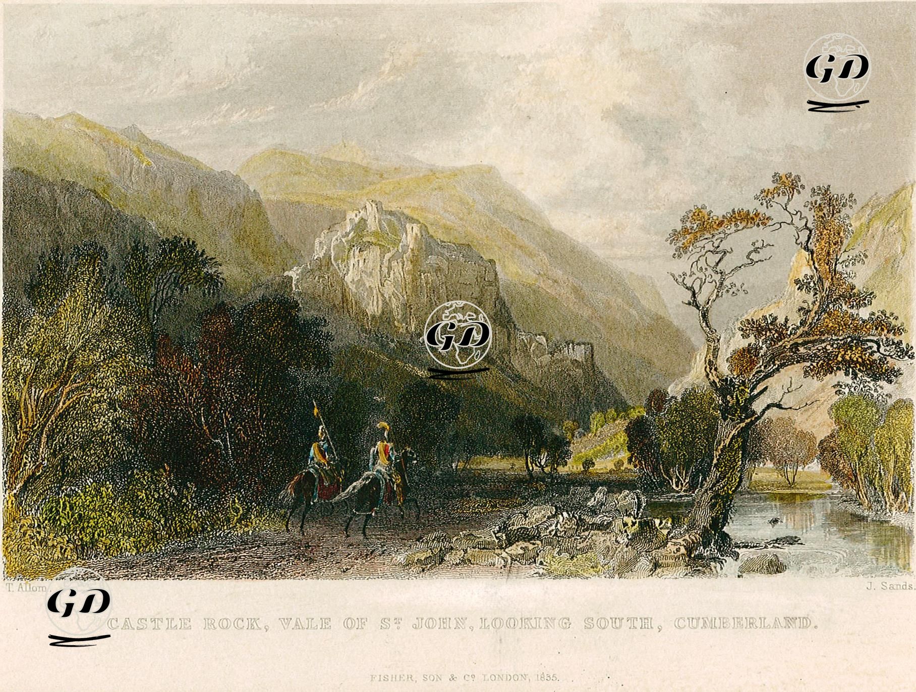 Castle Rock, Vale Of St. John, Looking South, Cumberland - Thomas Allom (1804-1872) - 1835