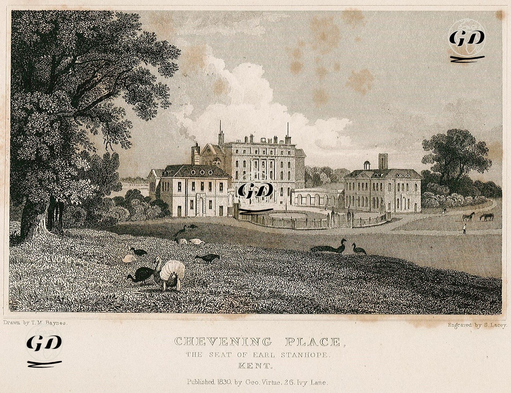 Earl Stanhope'nin Evi Chevening Malikhanesi Malikhanesi, Kent - Thomas Mann Baynes (1794-1876) - 1830