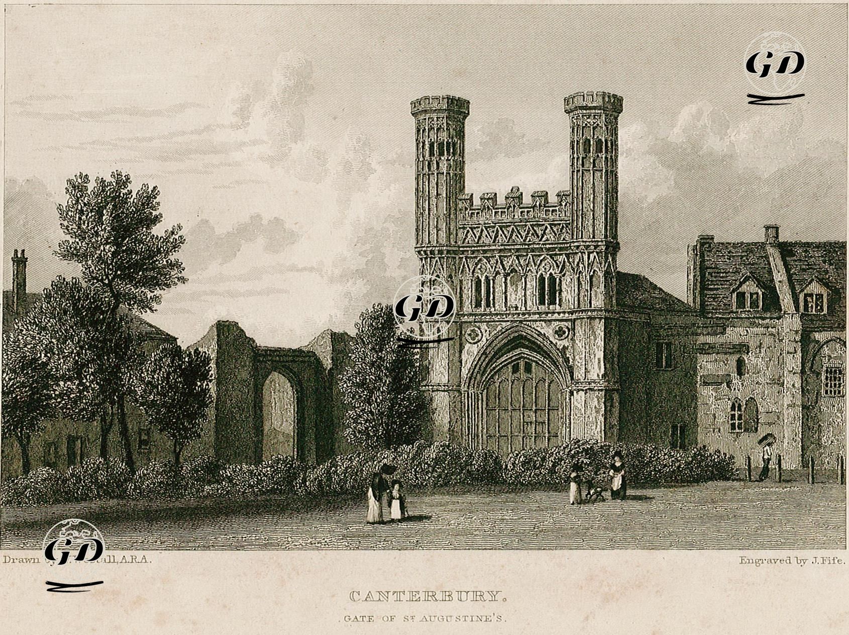 St.Augustine Manastırının Kapısı, Canterbury - William Westall (1781-1850) - 1830