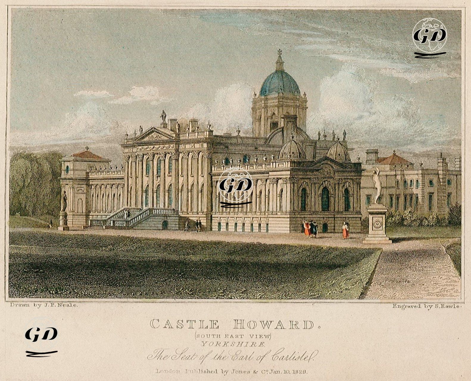Castle Howard, South East View, Yorkshire, Seat Of The Earl Of Carlisle - John Preston Neale (1780-1847) - 1829