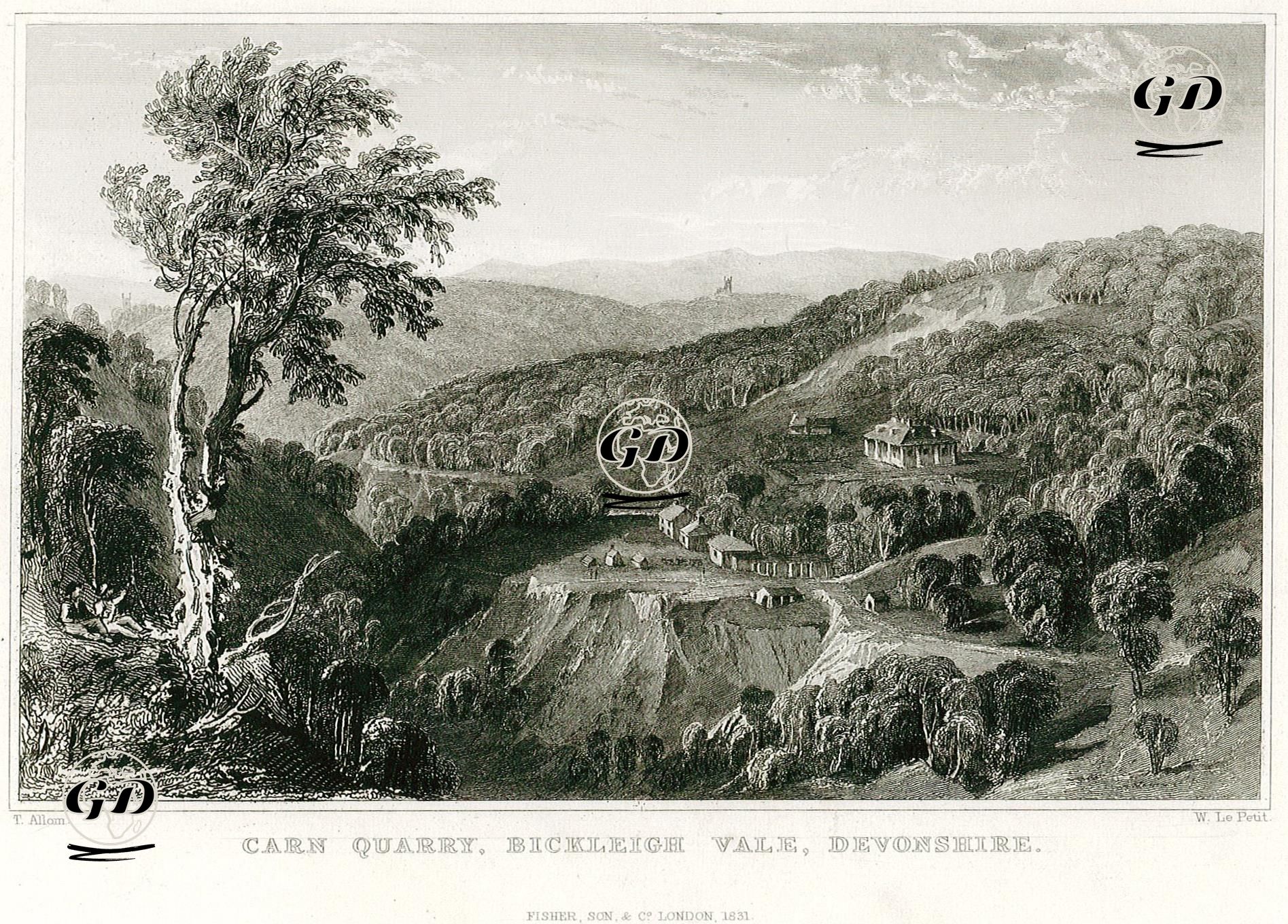 Carn Quarry, Bickleigh Vadisi, Devonshire - Thomas Allom (1804-1872) - 1831