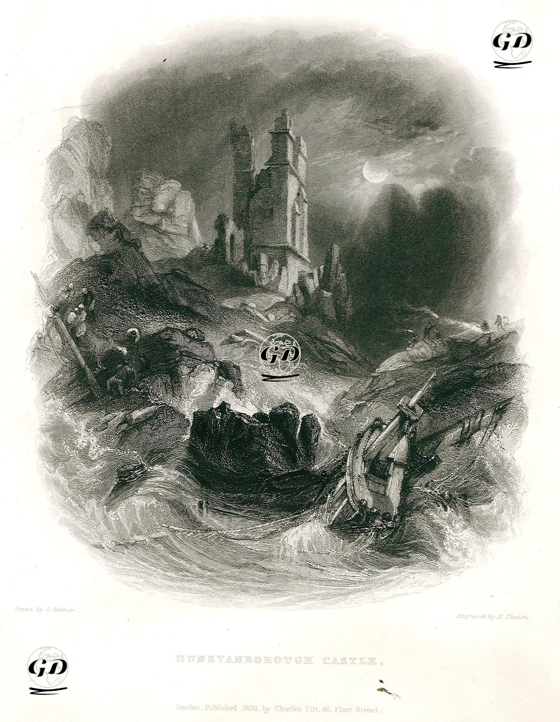 Dunstanburgh Kalesi - George Balmer (1805-1846) - 1836