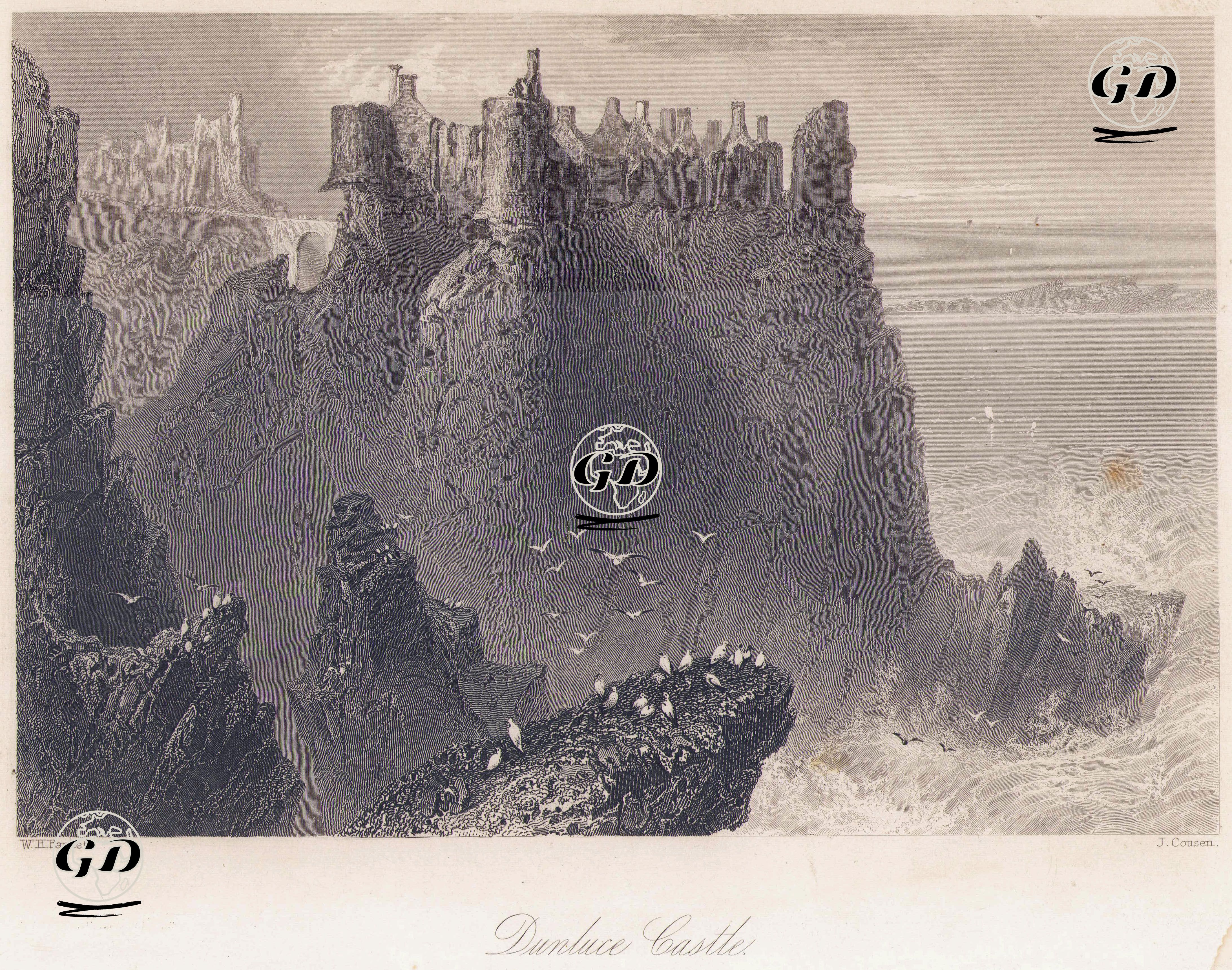 Dunluce Kalesi - William Henry Bartlett (1809-1854) - 1840
