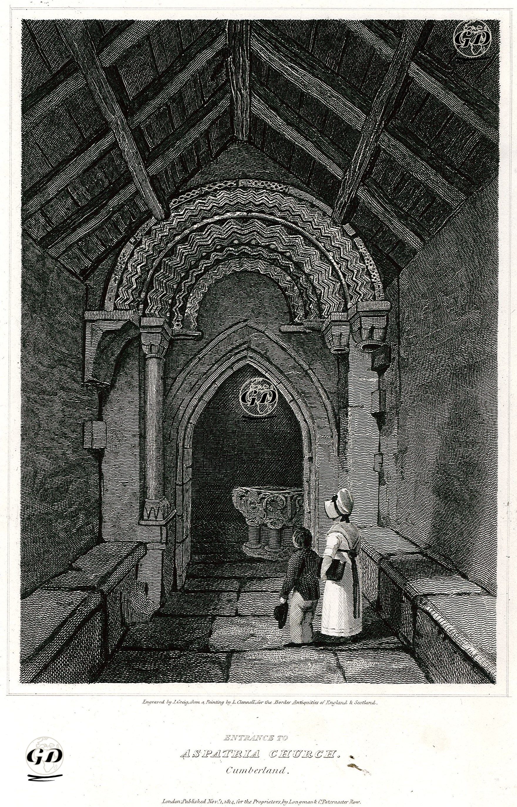St.Kentigern (Aspatria) Kilisesinin Girişi, Cumberland - Luke Clennell (1781-1840) - 1814