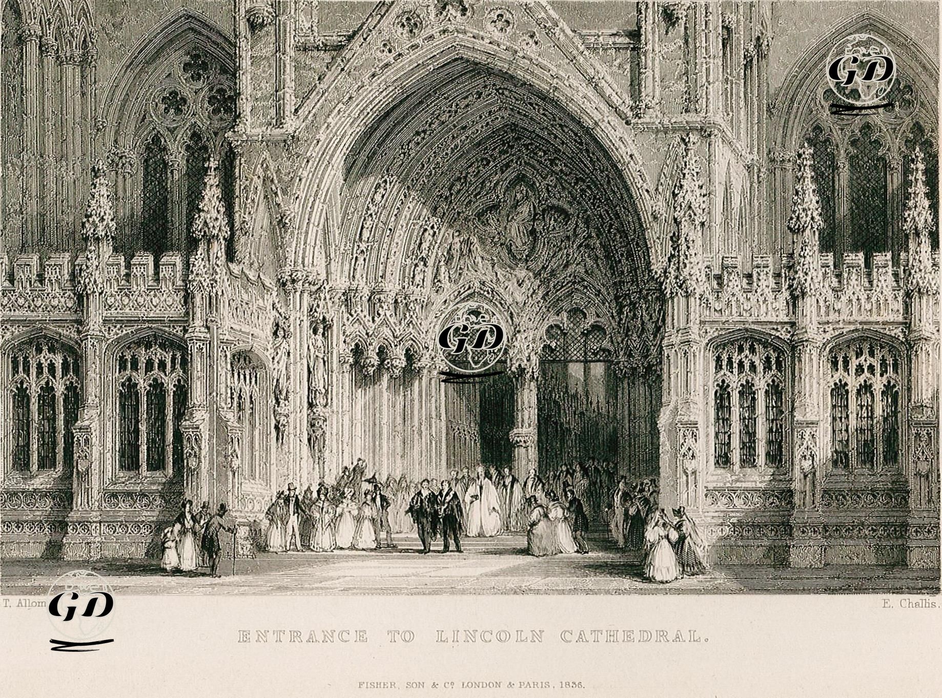 Lincoln Katedralinin Girişi - Thomas Allom (1804-1872) - 1836