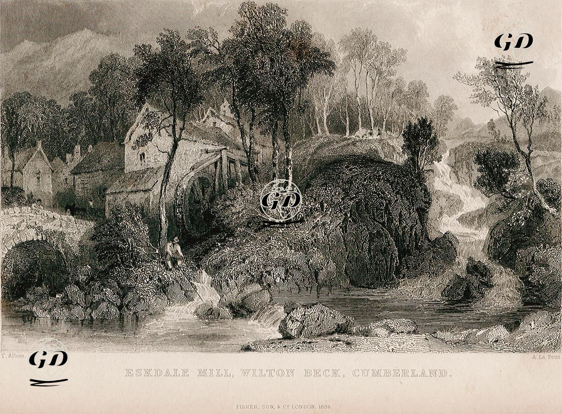 Eskdale Değirmeni, Wilton Beck, Cumberland - Thomas Allom (1804-1872) - 1834