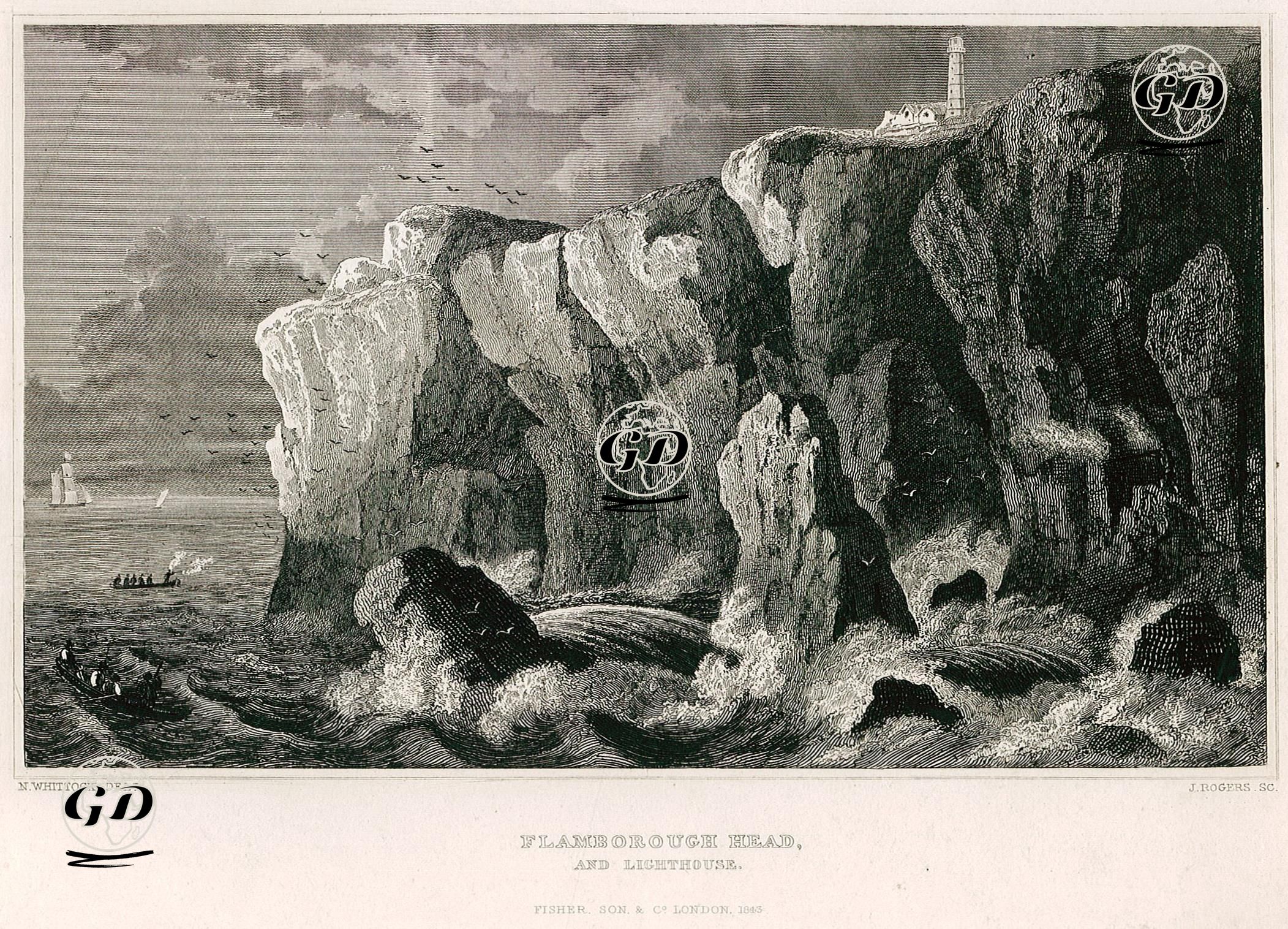 Flamborough Head And Lighthouse - Nathaniel Whittock (1791-1860) - 1843