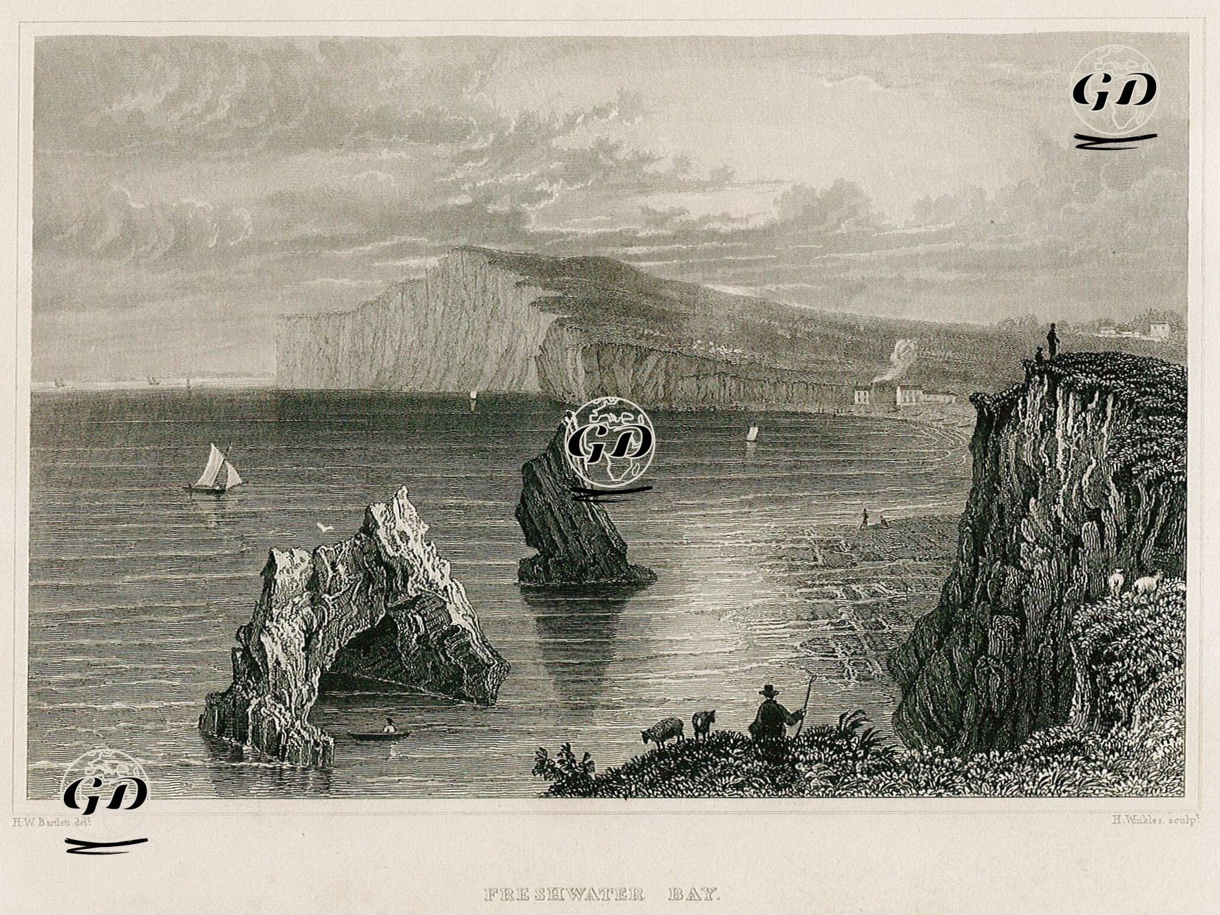 Freshwater Bay - William Henry Bartlett (1809-1854) - 1834