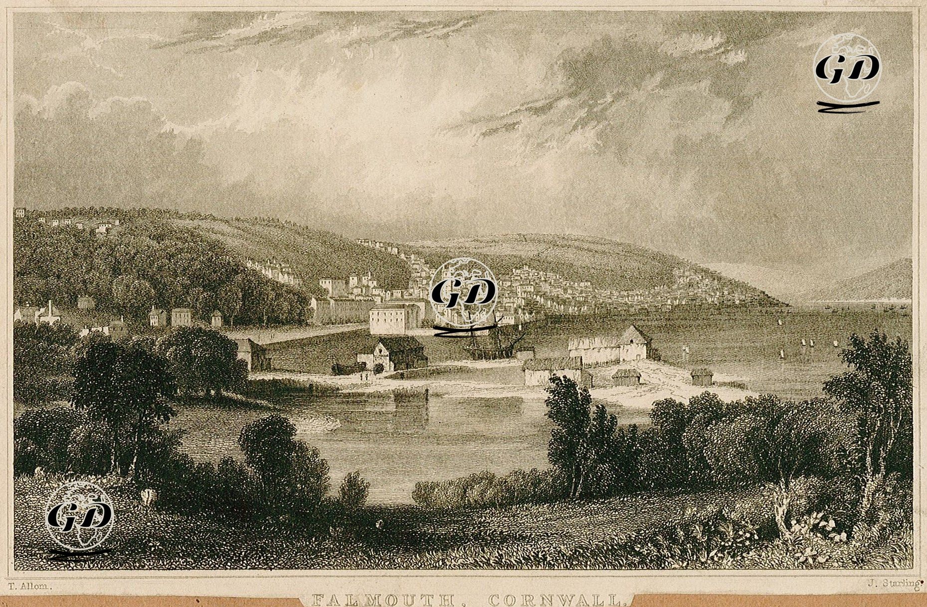 Falmouth, Cornwall - Thomas Allom (1804-1872) - 1831