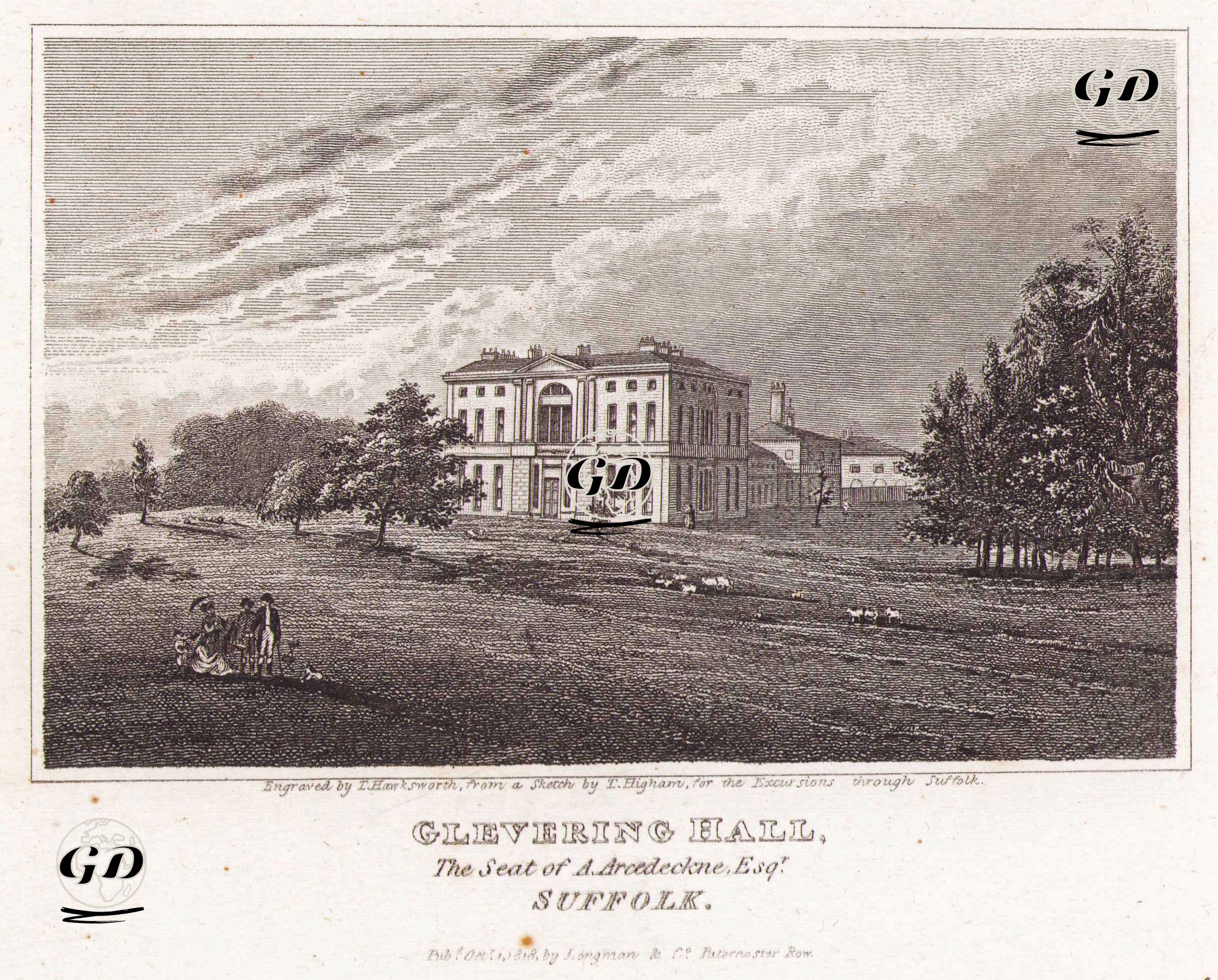 Andrew Arcedeckne'nin Evi Glevering Hall Malikhanesi, Suffolk - Thomas Higham (1796-1844) - 1818