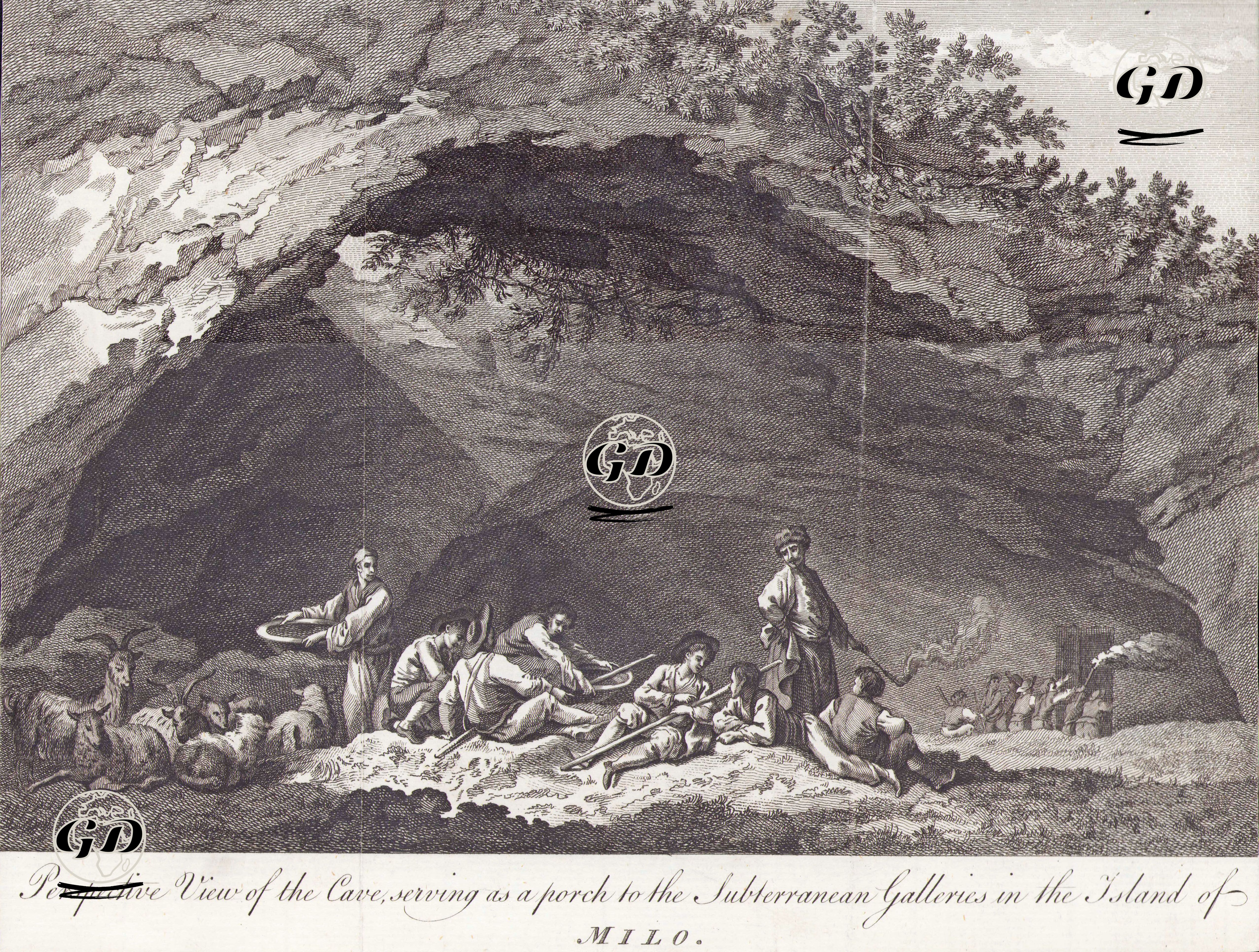 Milos Adasında Yeraltı Mağarasından Görüntü -  - 1760's-1790's