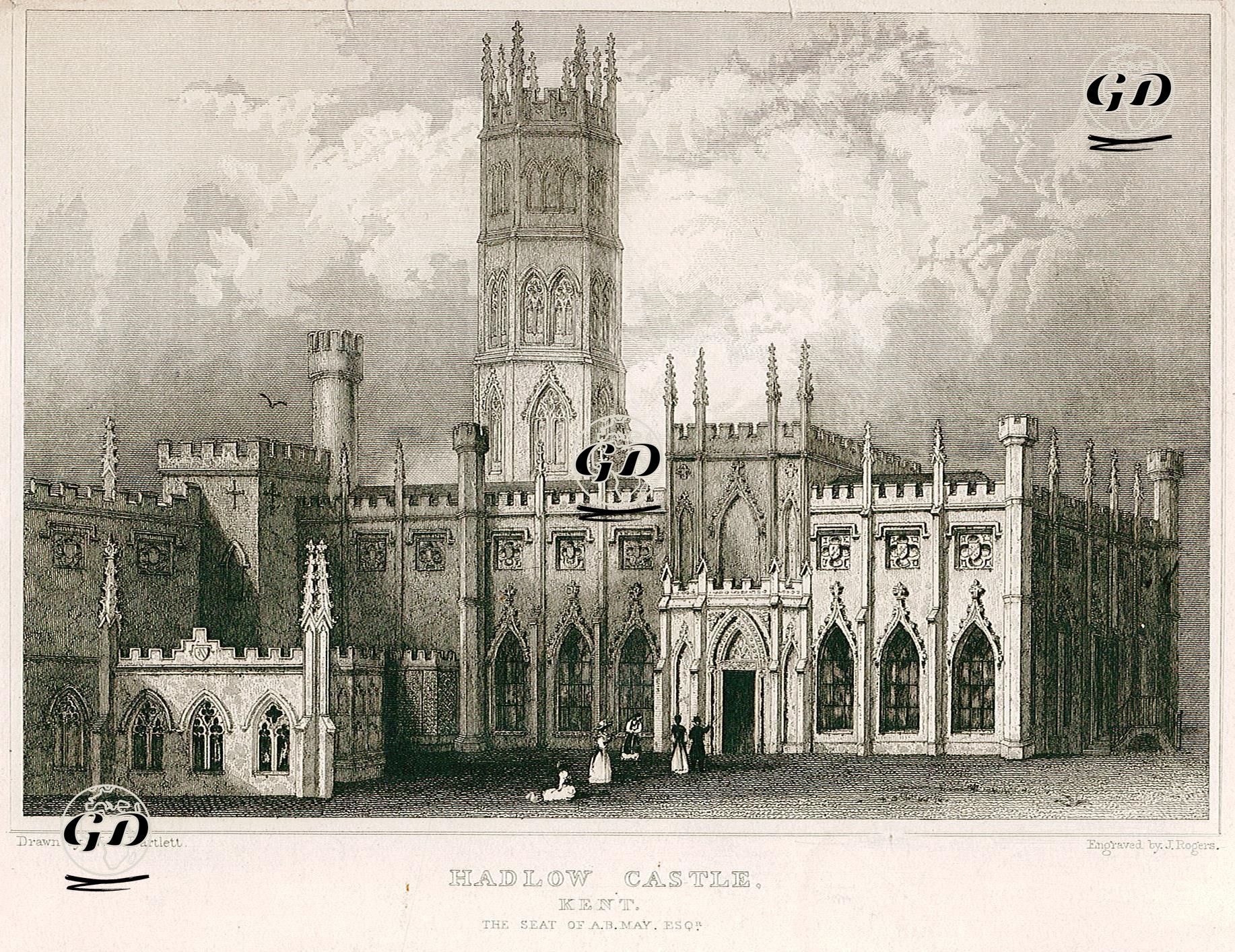 A.B.May'in Evi Hadlow Malikhanesi, Kent - William Henry Bartlett (1809-1854) - 1829