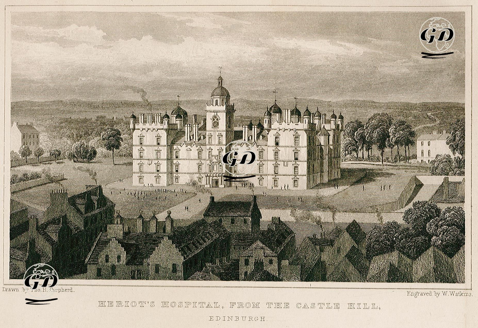 Hill Kalesinden George Heriot Hastanesi, Edinburgh - Thomas Hosmer Shepherd (1792-1864) - 1829