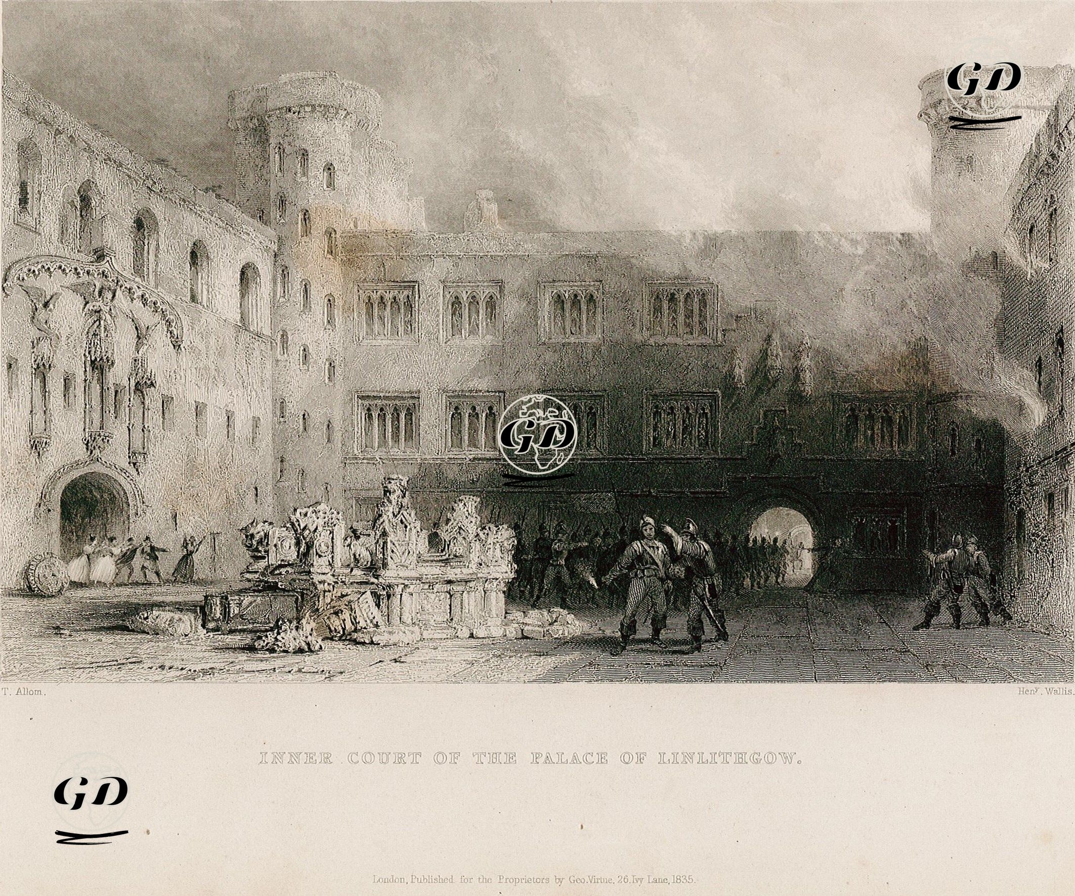 Linlithgow Sarayının İç Avlusu - Thomas Allom (1804-1872) - 1835