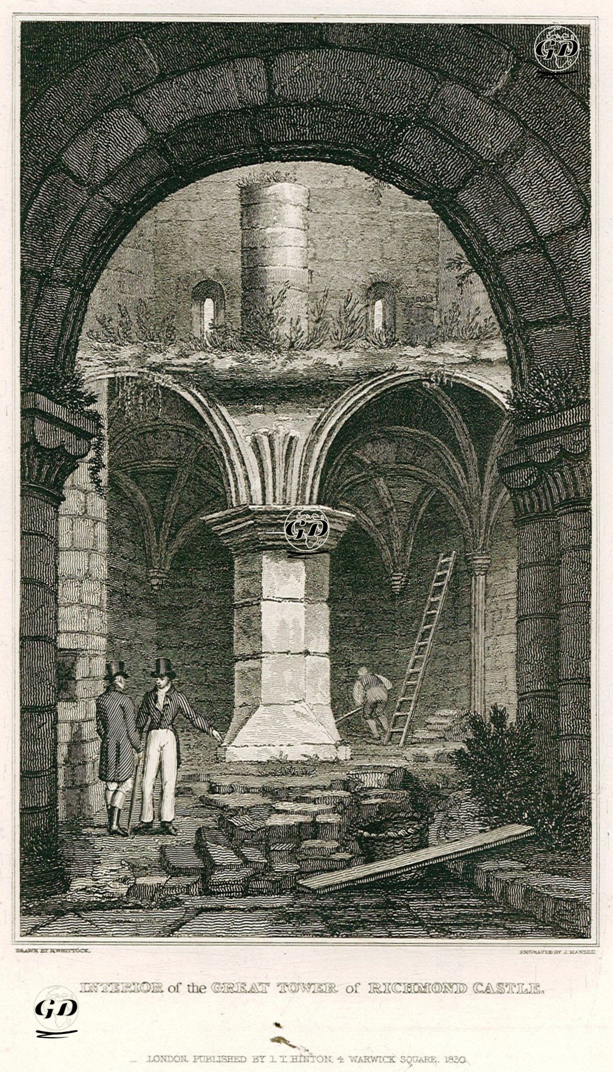 Richmond Kalesinin Büyük Kulesinin İçi - Nathaniel Whittock (1791-1860) - 1830