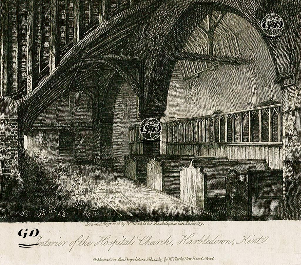 St.Nicholas (Hastahane) Kilisesinin İçi, Harbledown, Kent - William Deeble (Active 1813-1849) - 1815