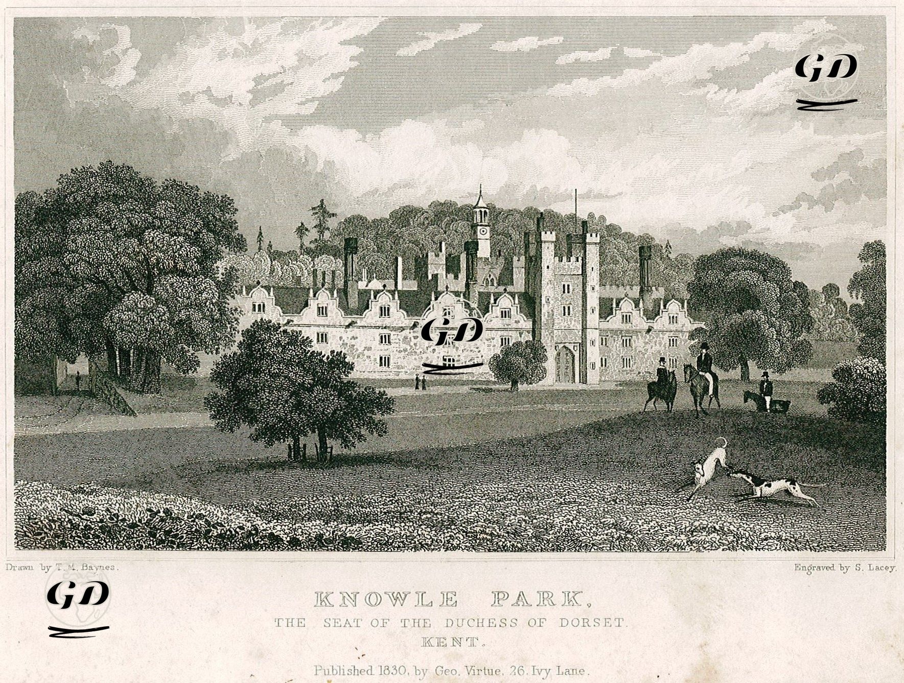 Dorset Düşesinin Evi Knole Park Malikhanesi, Kent - Thomas Mann Baynes (1794-1876) - 1830