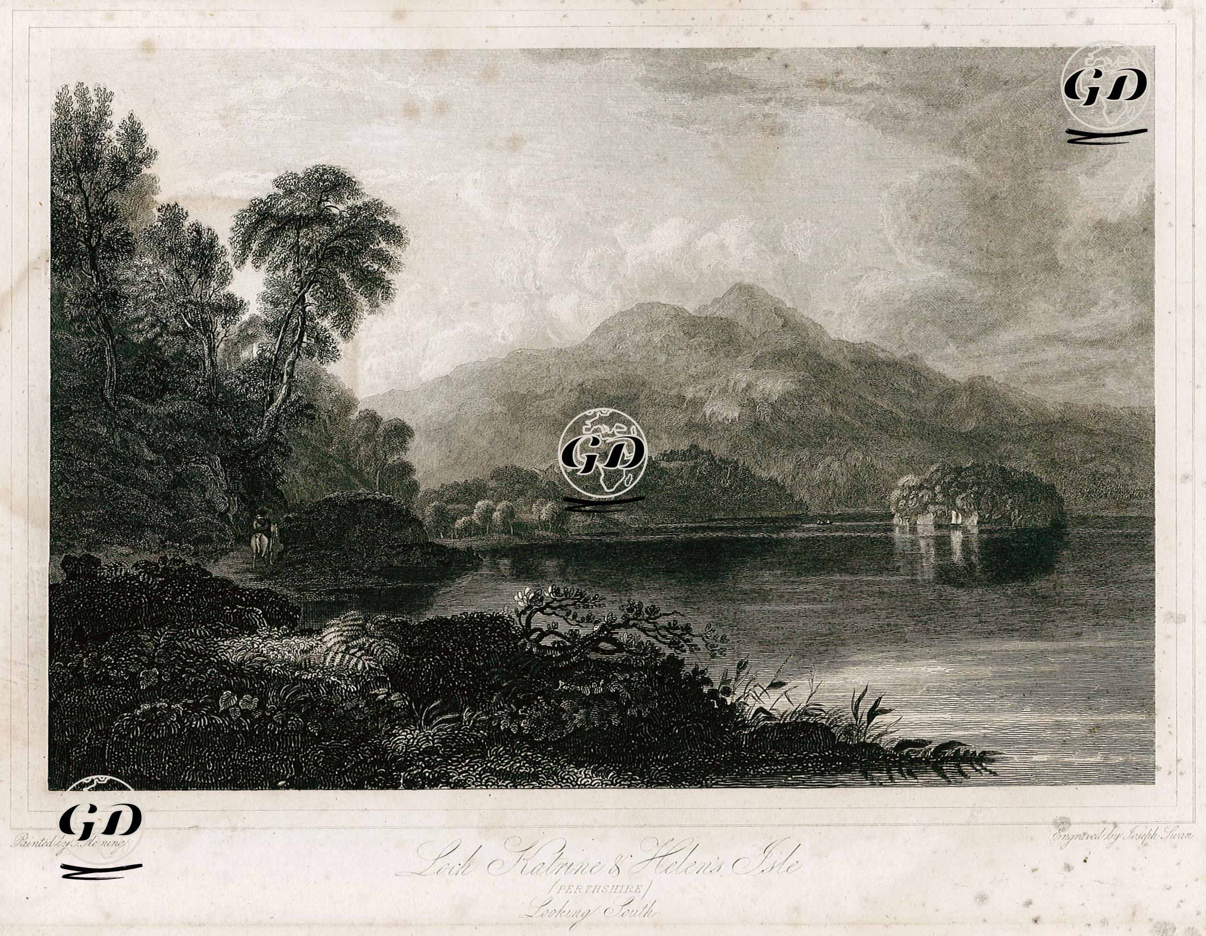 Katrine Gölü Ve Helen Adası, Perthshire - John Fleming (1792-1845) - 1840's