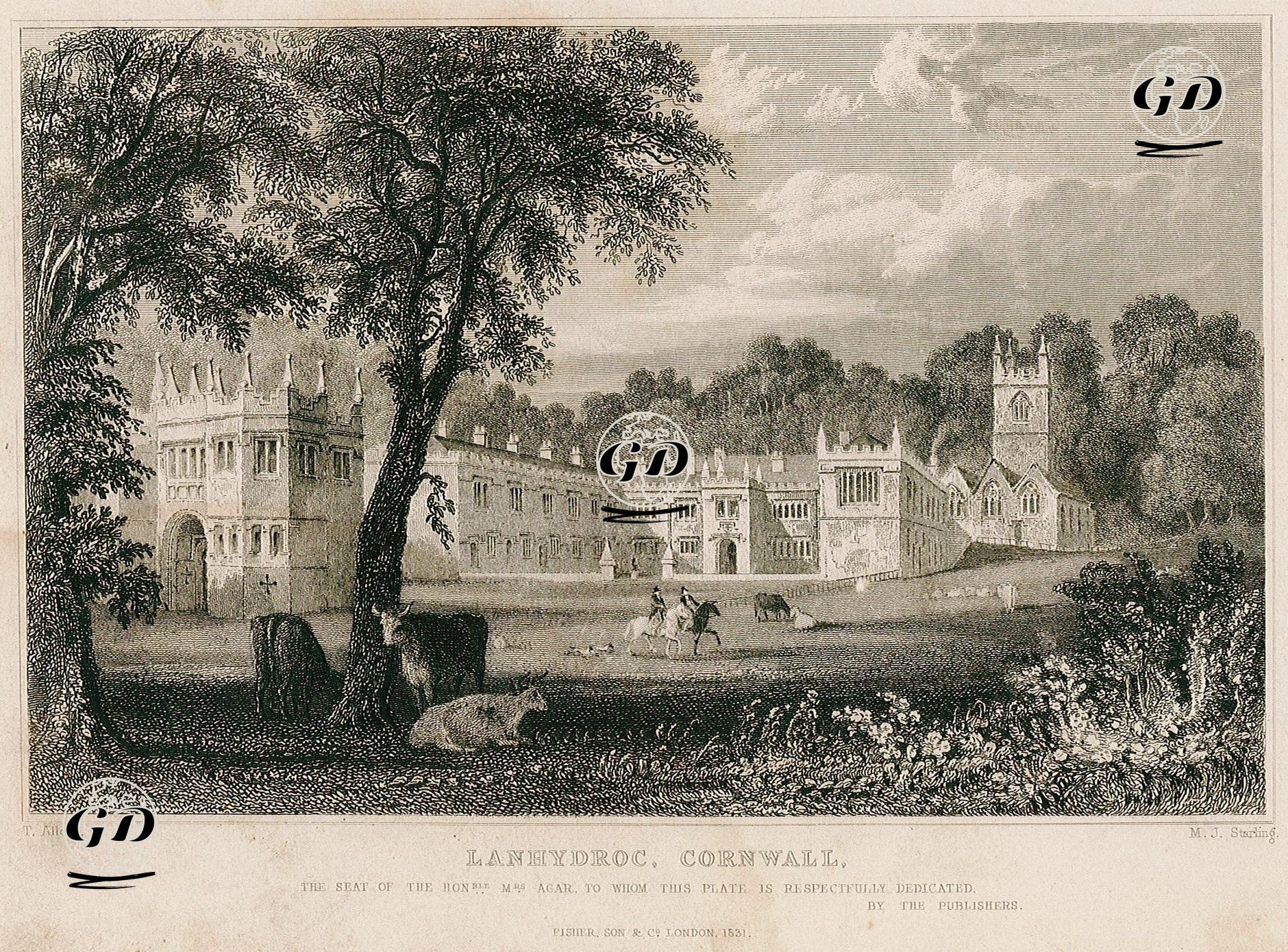 Lanhydroc, Cornwall - Thomas Allom (1804-1872) - 1831