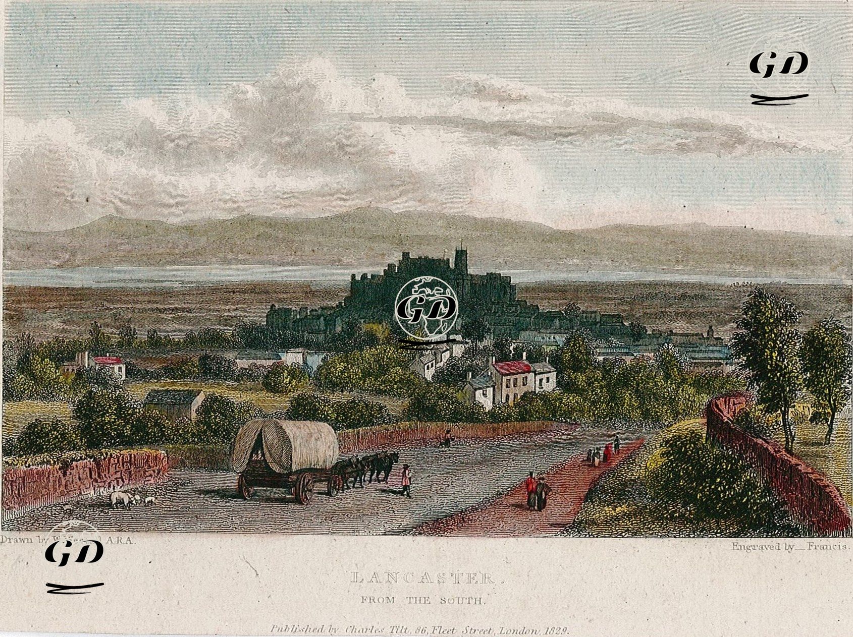 Lancaster Şehrinin Güneyden Görünümü - William Westall (1781-1850) - 1829