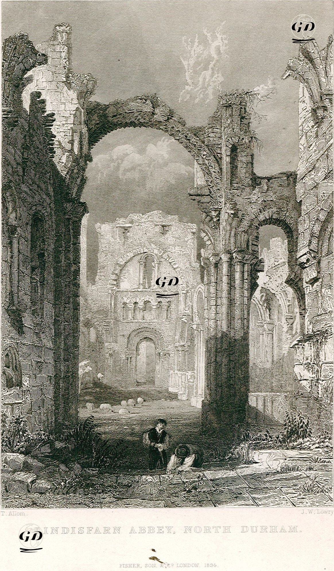 Lindisfarne Manastırı, Kuzey Durham - Thomas Allom (1804-1872) - 1834